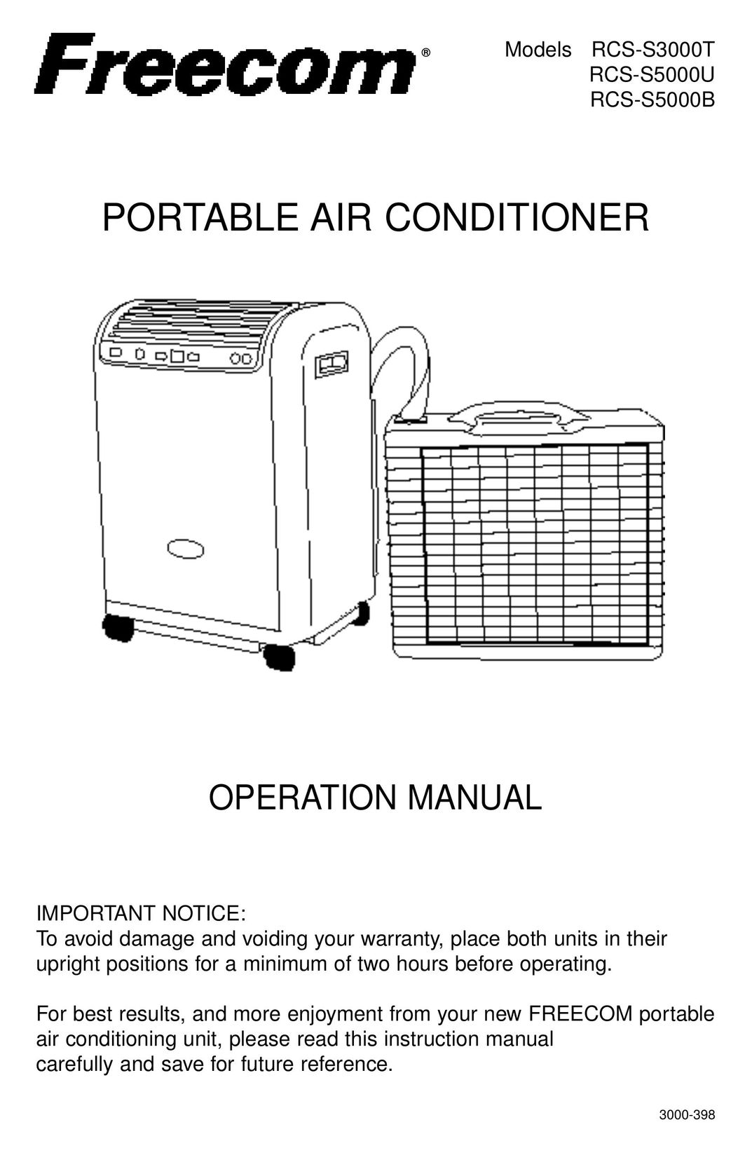 Freecom Technologies RCS-S3000T Air Conditioner User Manual