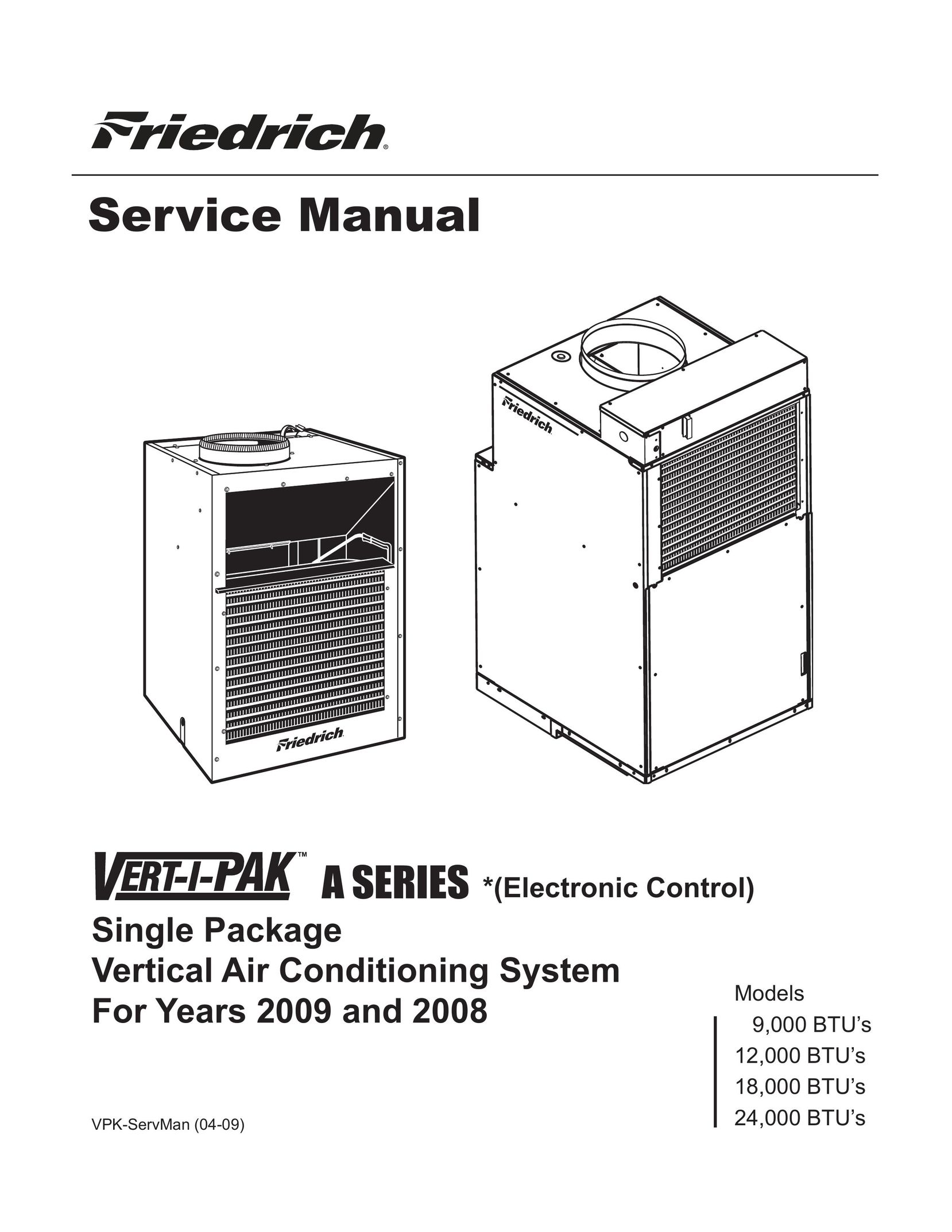 Friedrich 9 Air Conditioner User Manual