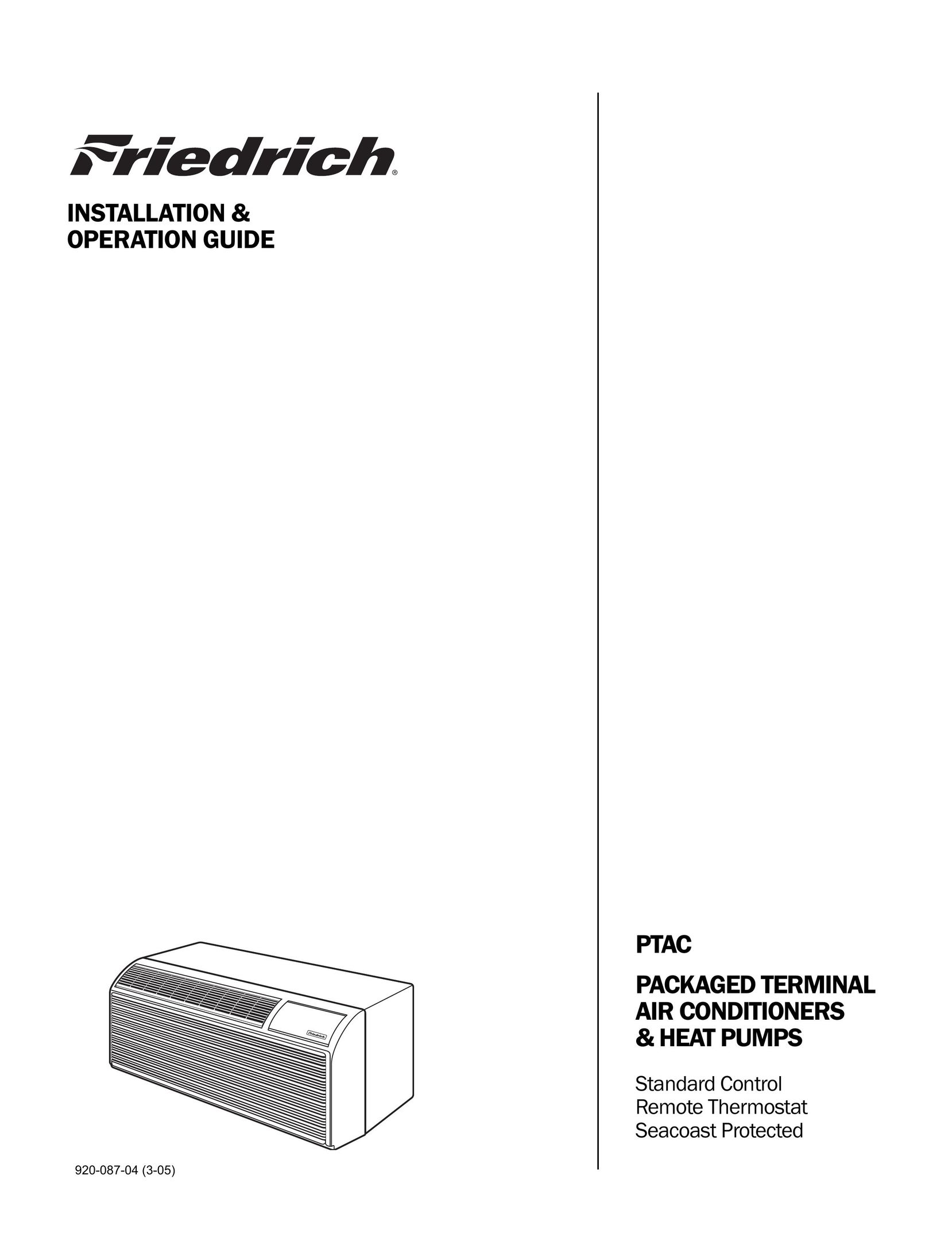 Friedrich 920-087-04 (3-05) Air Conditioner User Manual