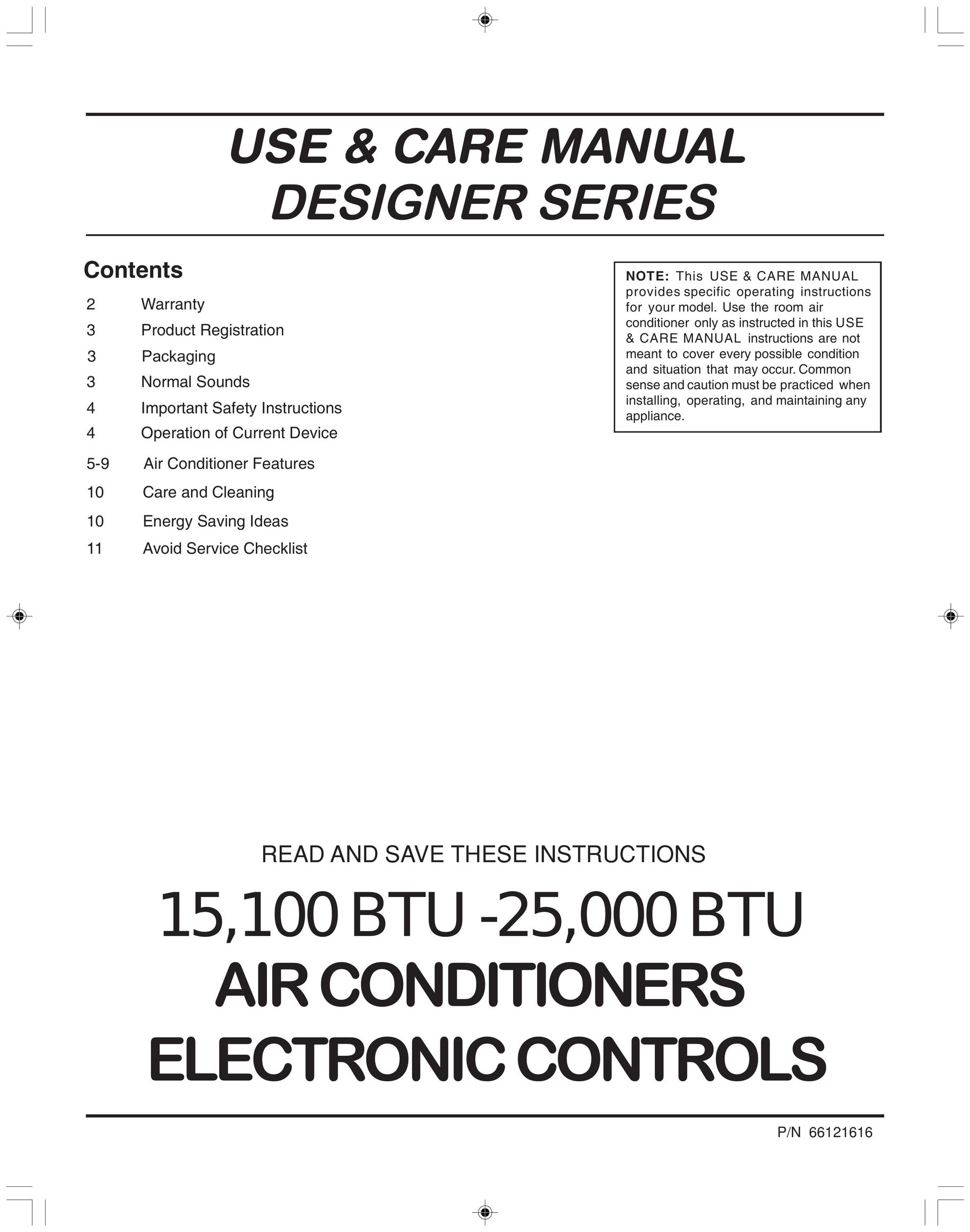 Frigidaire 100BTU-25 Air Conditioner User Manual