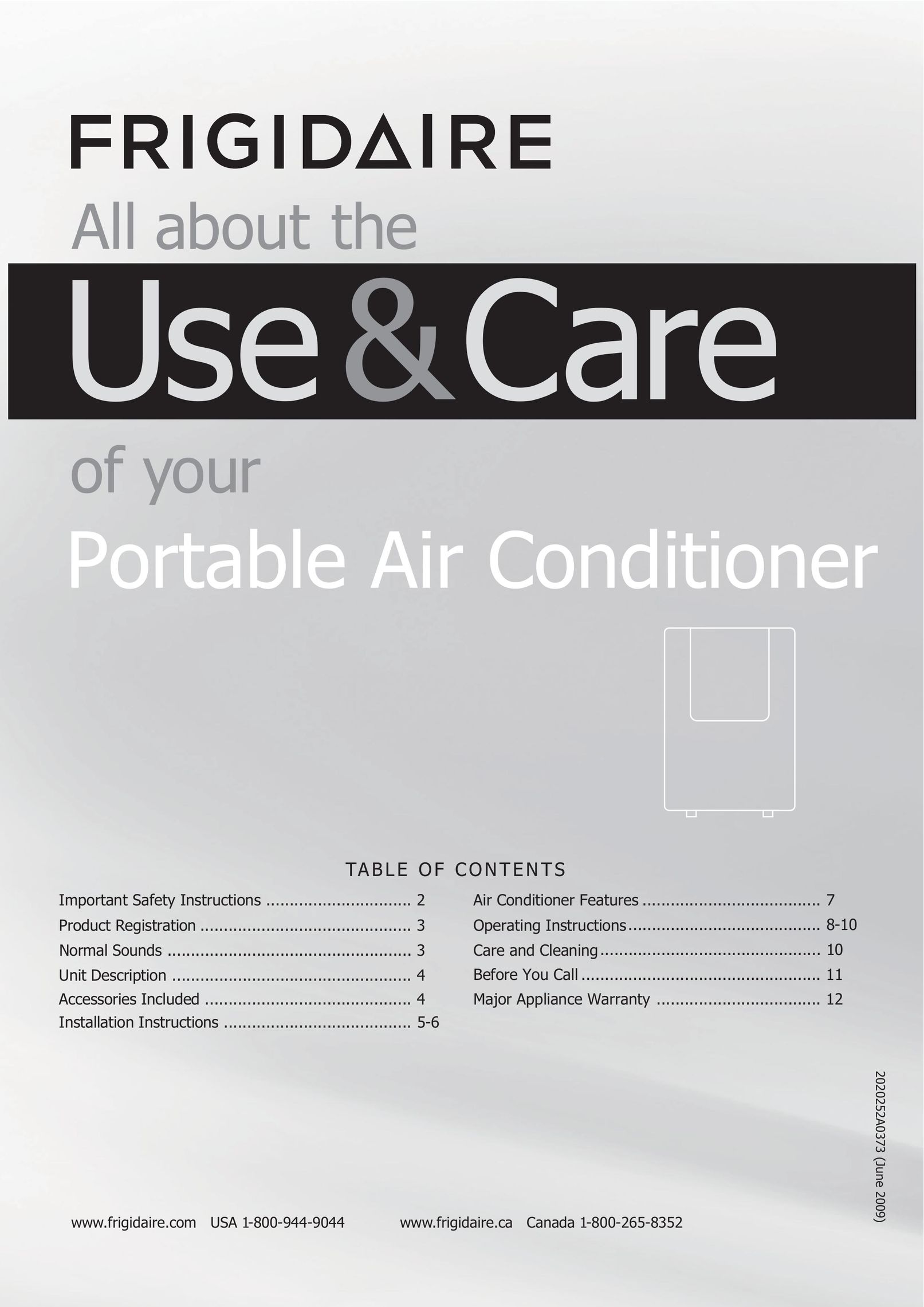 Frigidaire 2020252A0373 Air Conditioner User Manual