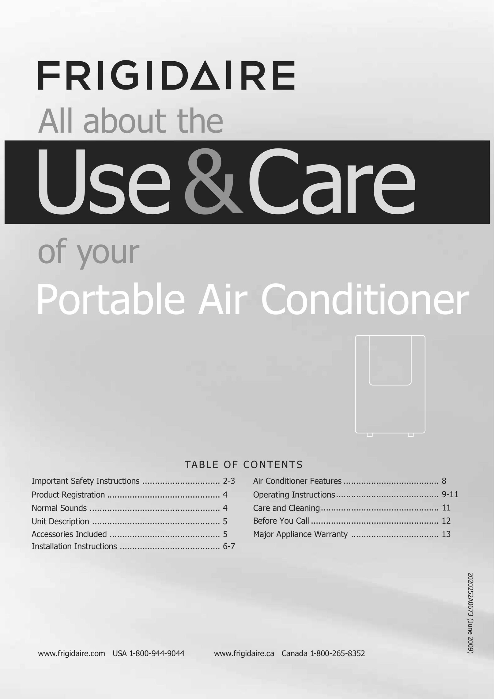Frigidaire 2020252A0673 Air Conditioner User Manual