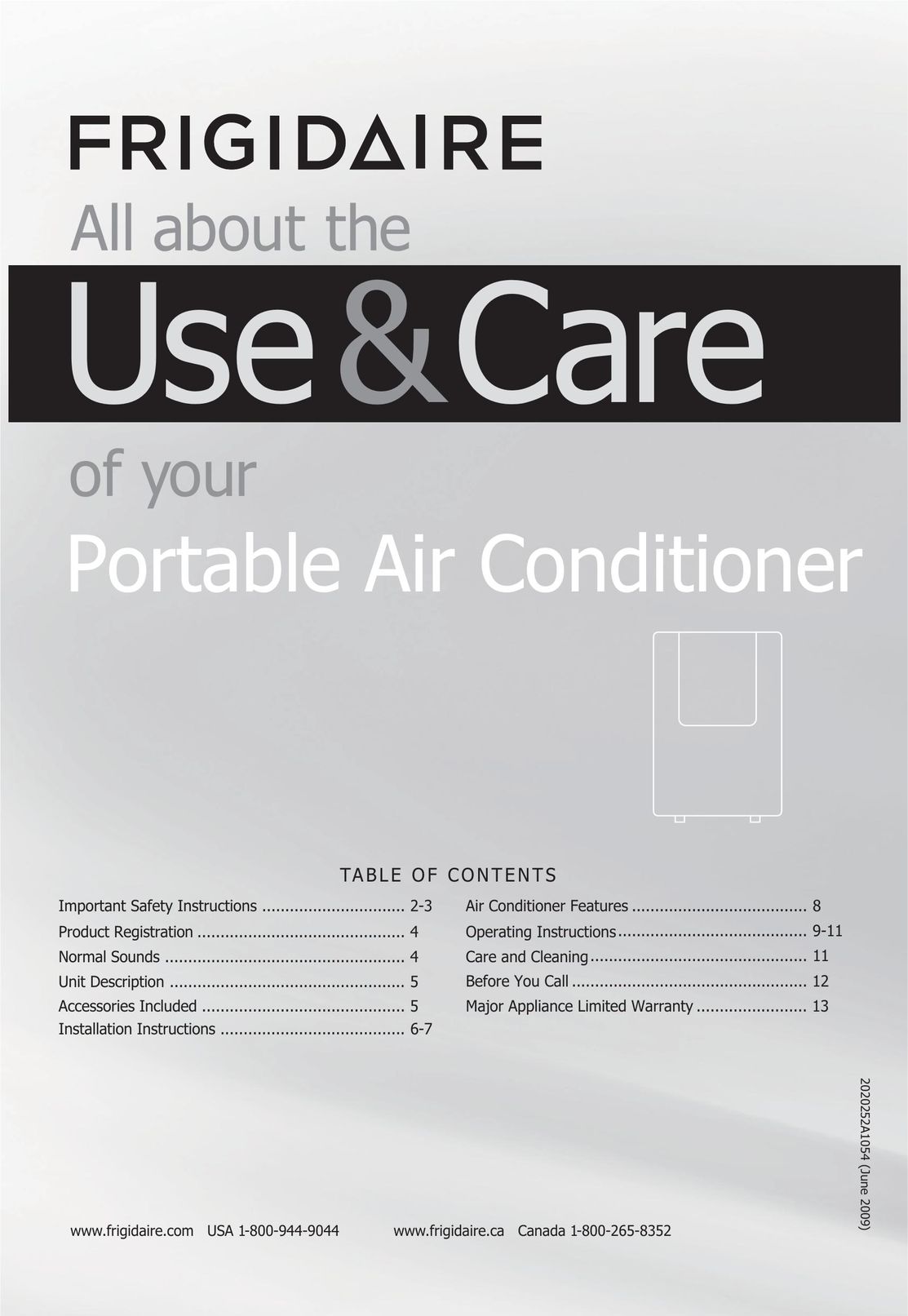 Frigidaire 2020252A1054 Air Conditioner User Manual