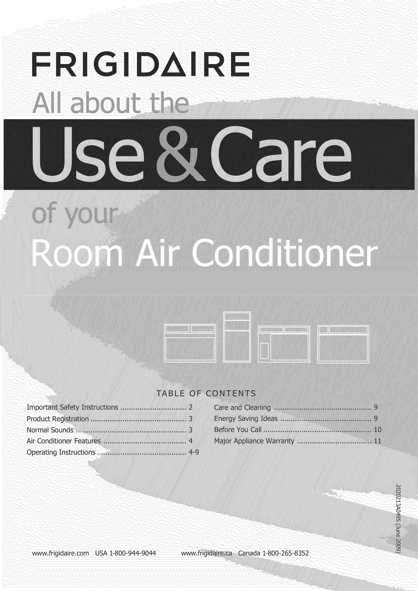 Frigidaire Air Conditioner Air Conditioner User Manual