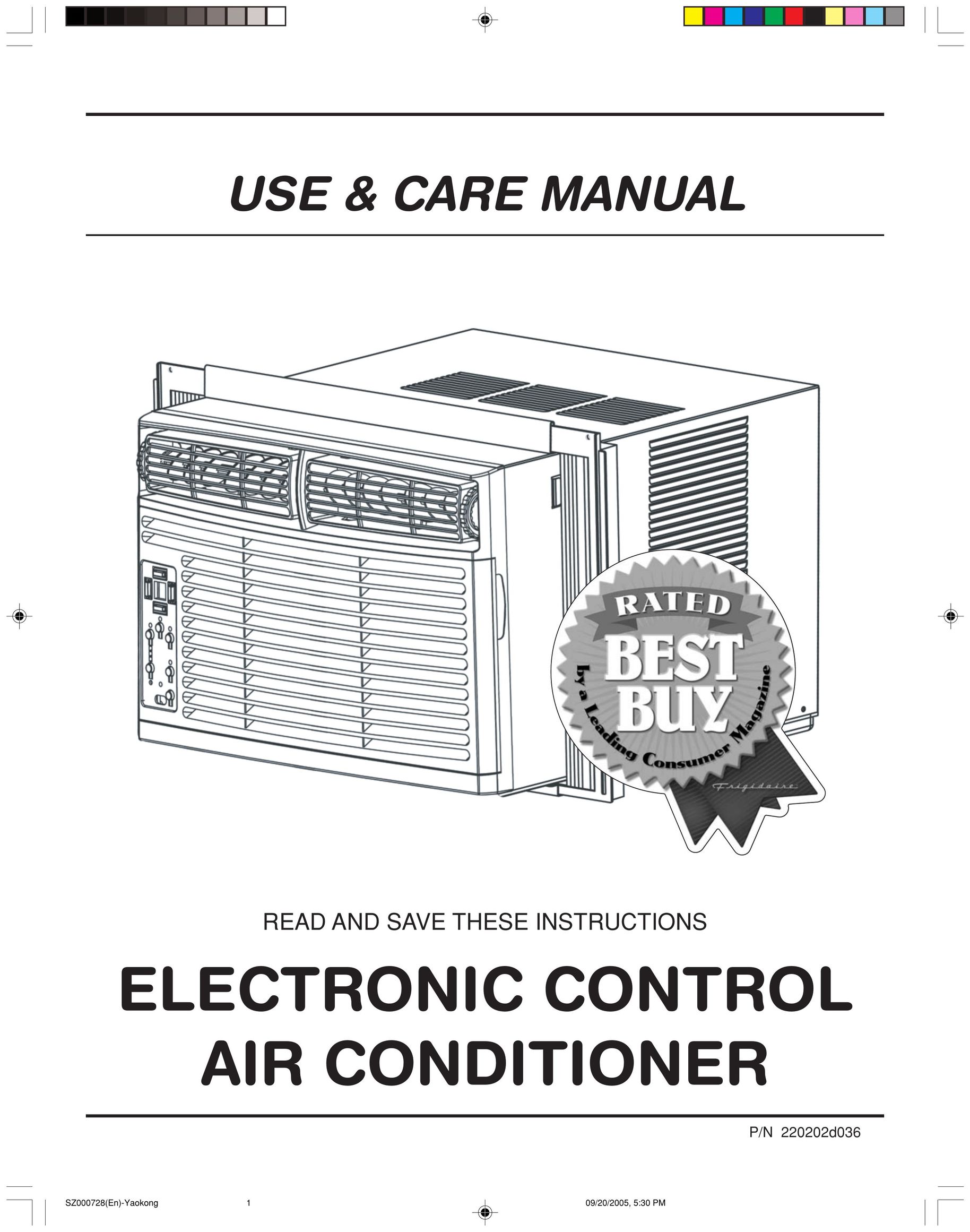 Frigidaire ELECTRONIC CONTROL AIR CONDITIONER Air Conditioner User Manual