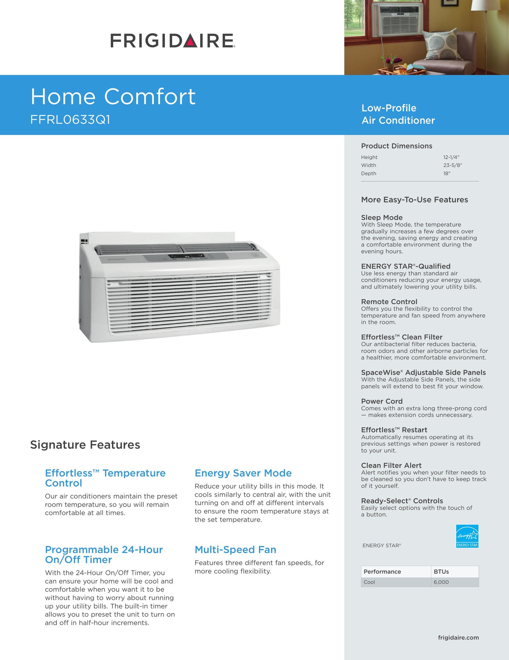 Frigidaire FFRL0633Q1 Air Conditioner User Manual