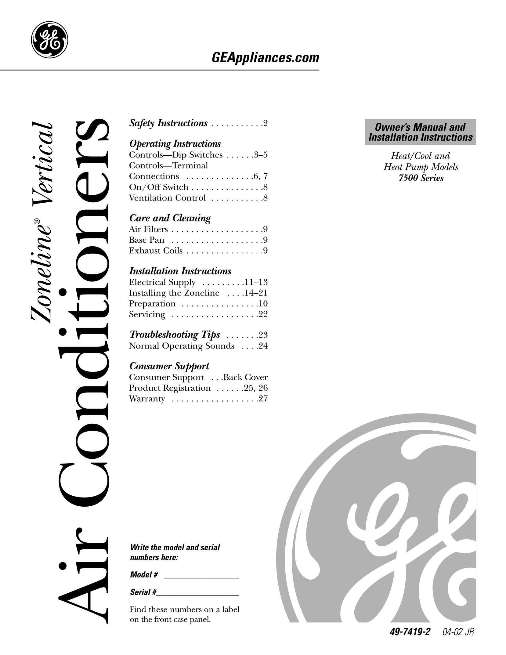 GE 49-7419-2 Air Conditioner User Manual