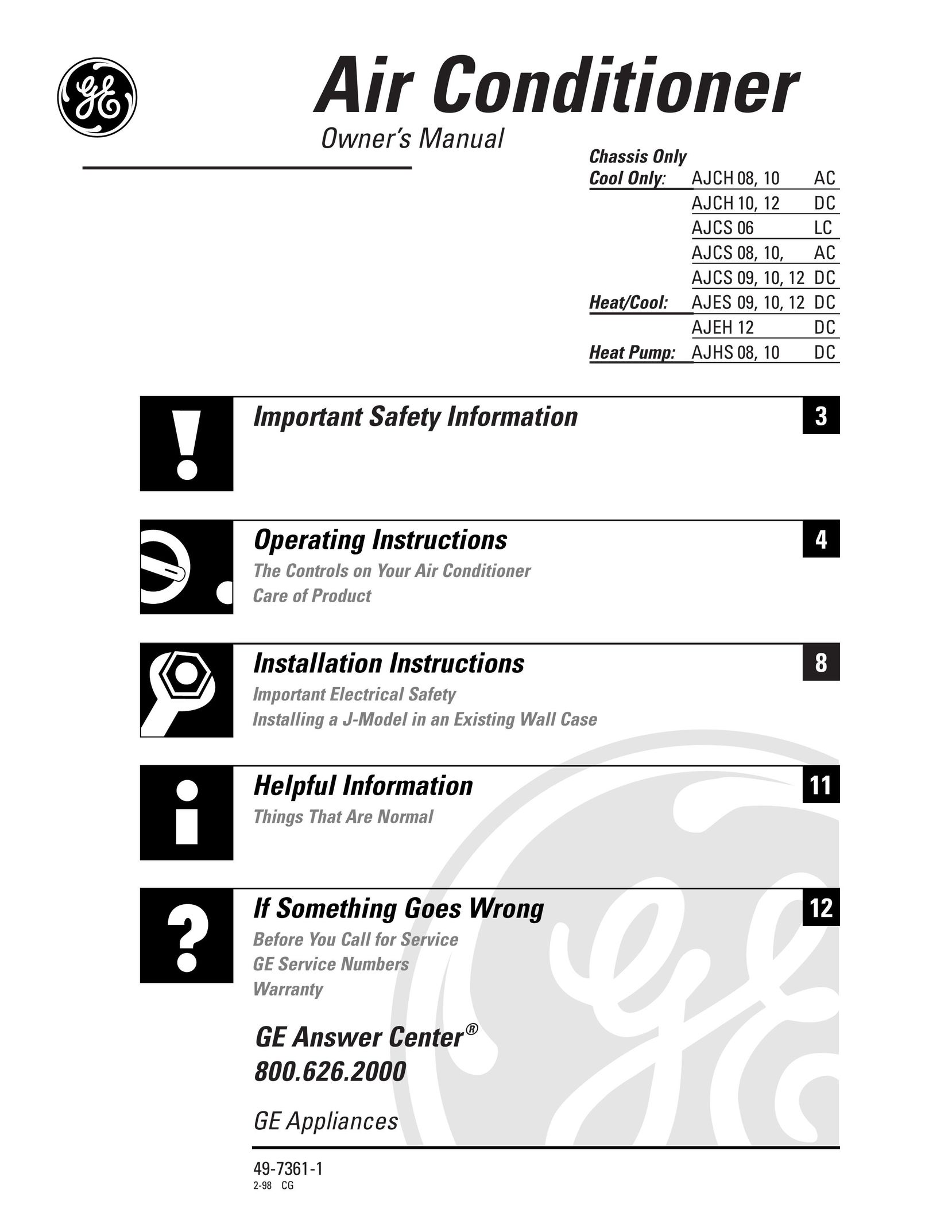 GE 5500 Air Conditioner User Manual