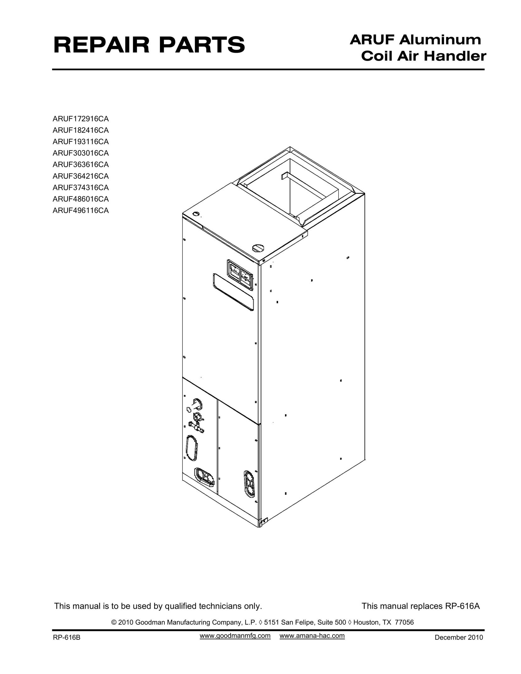 Goodman Mfg ARUF172916CA Air Conditioner User Manual