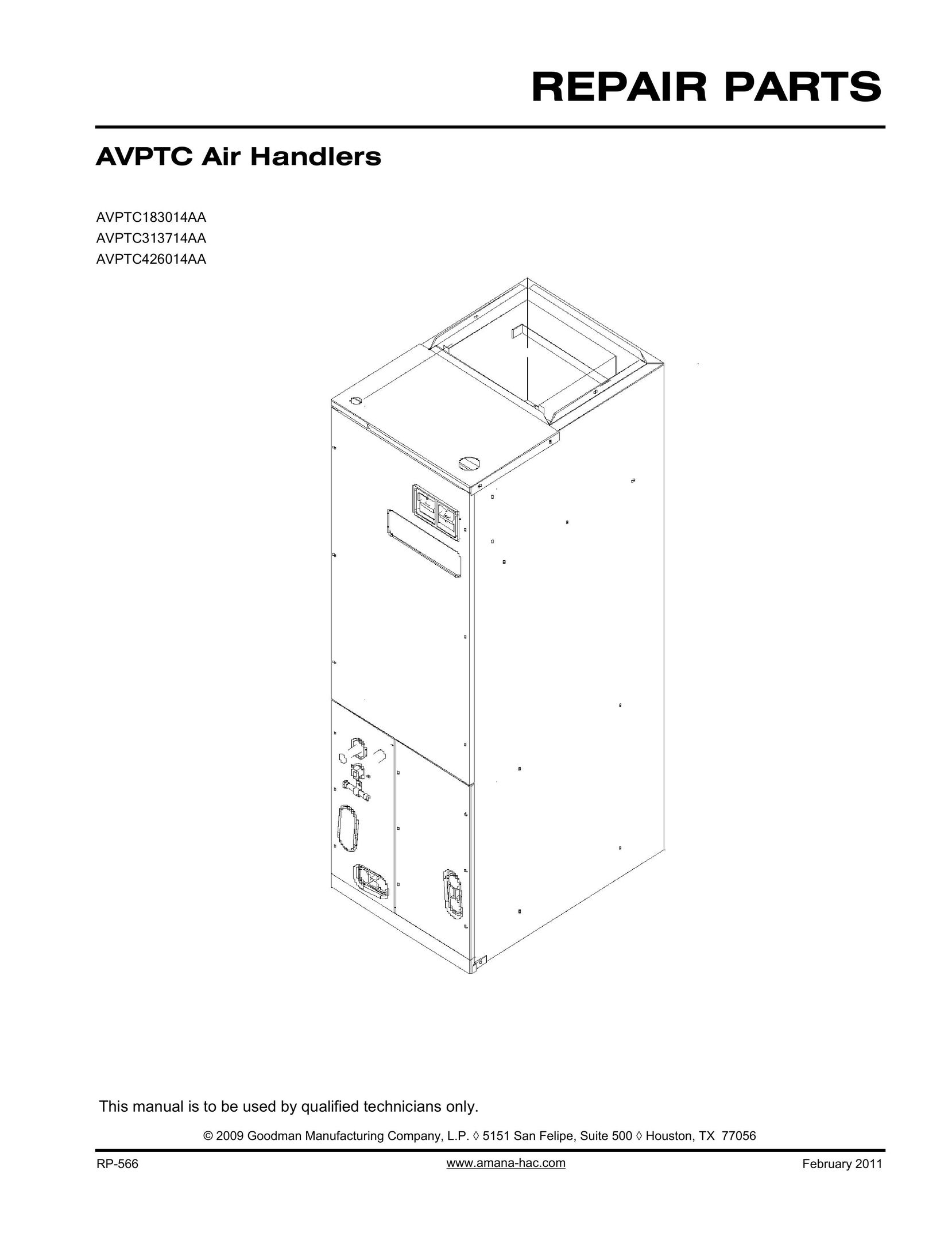 Goodman Mfg AVPTC183014AA Air Conditioner User Manual