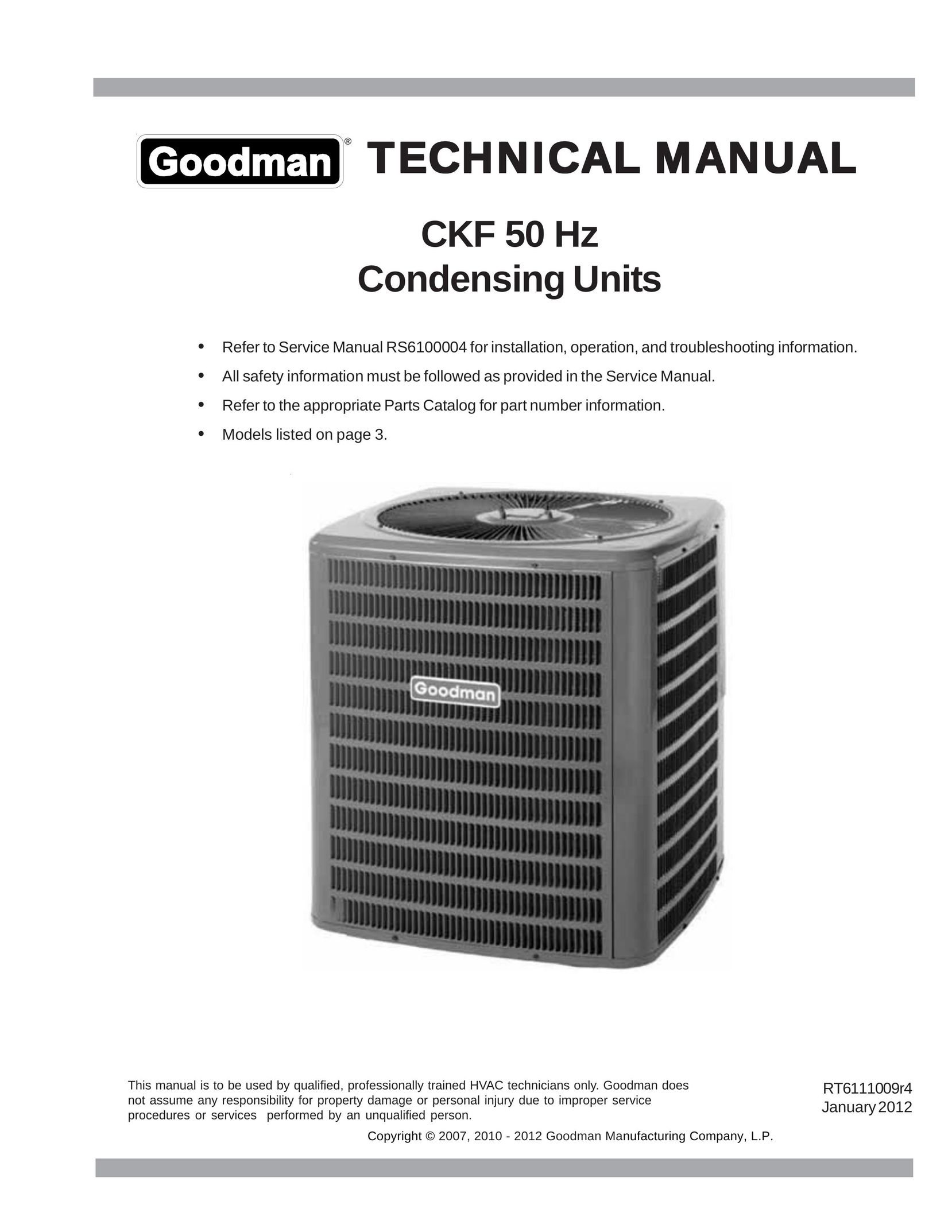 Goodman Mfg Condensing Units Air Conditioner User Manual