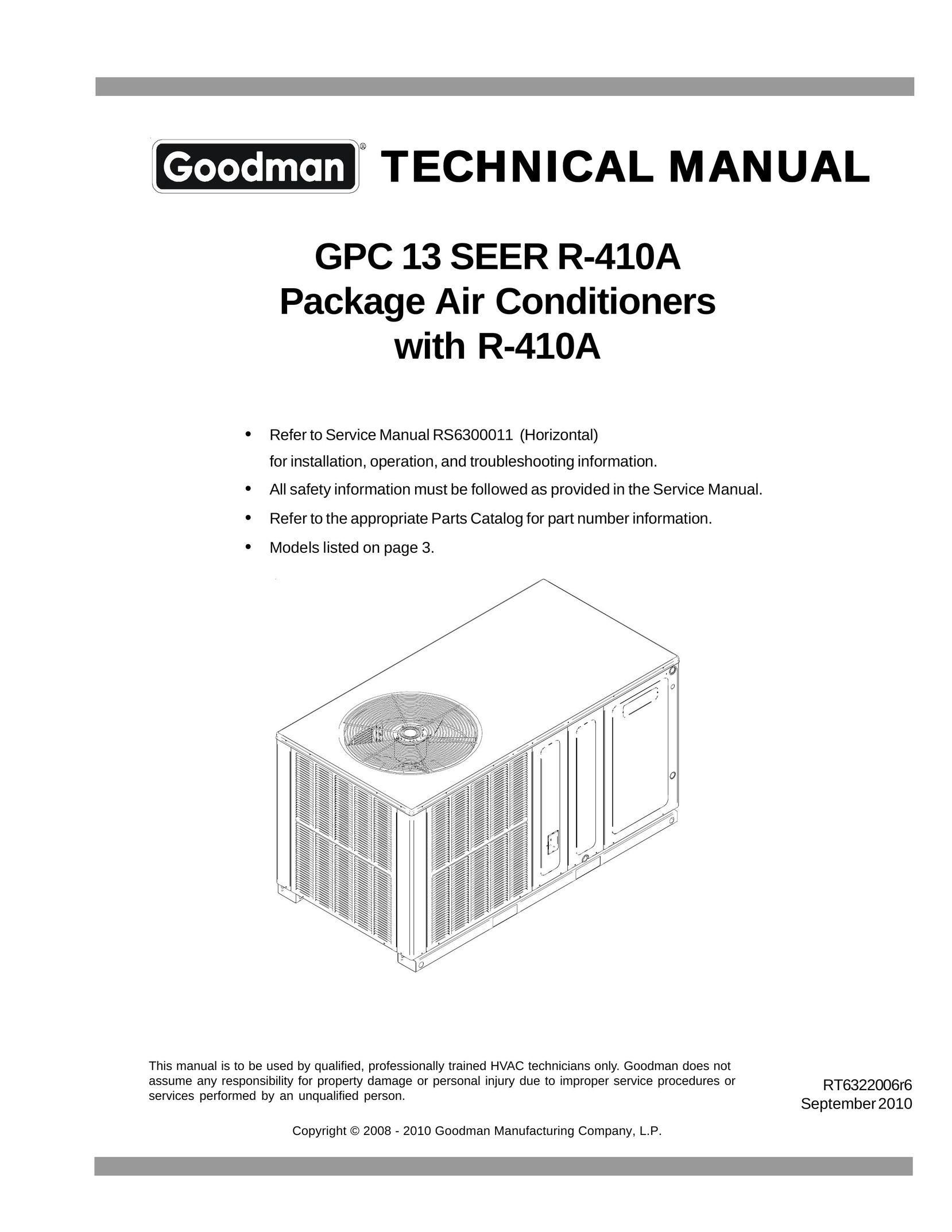 Goodmans GPC 13 SEER R-410A Air Conditioner User Manual