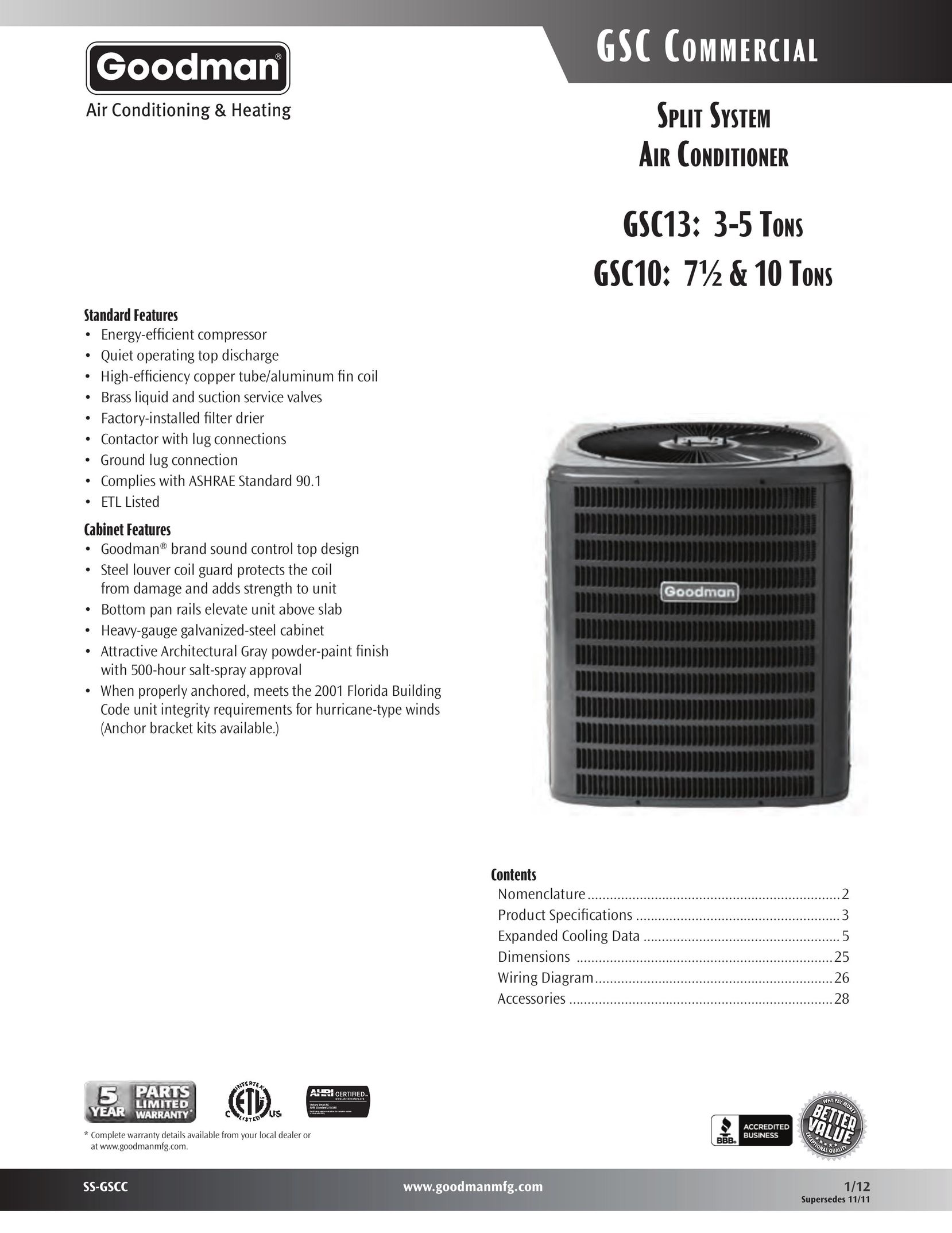 Goodmans GSC13 Air Conditioner User Manual