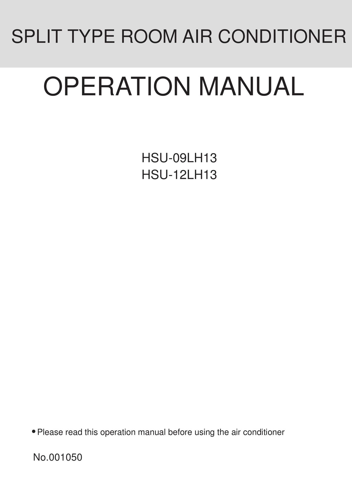 Haier 001050 Air Conditioner User Manual