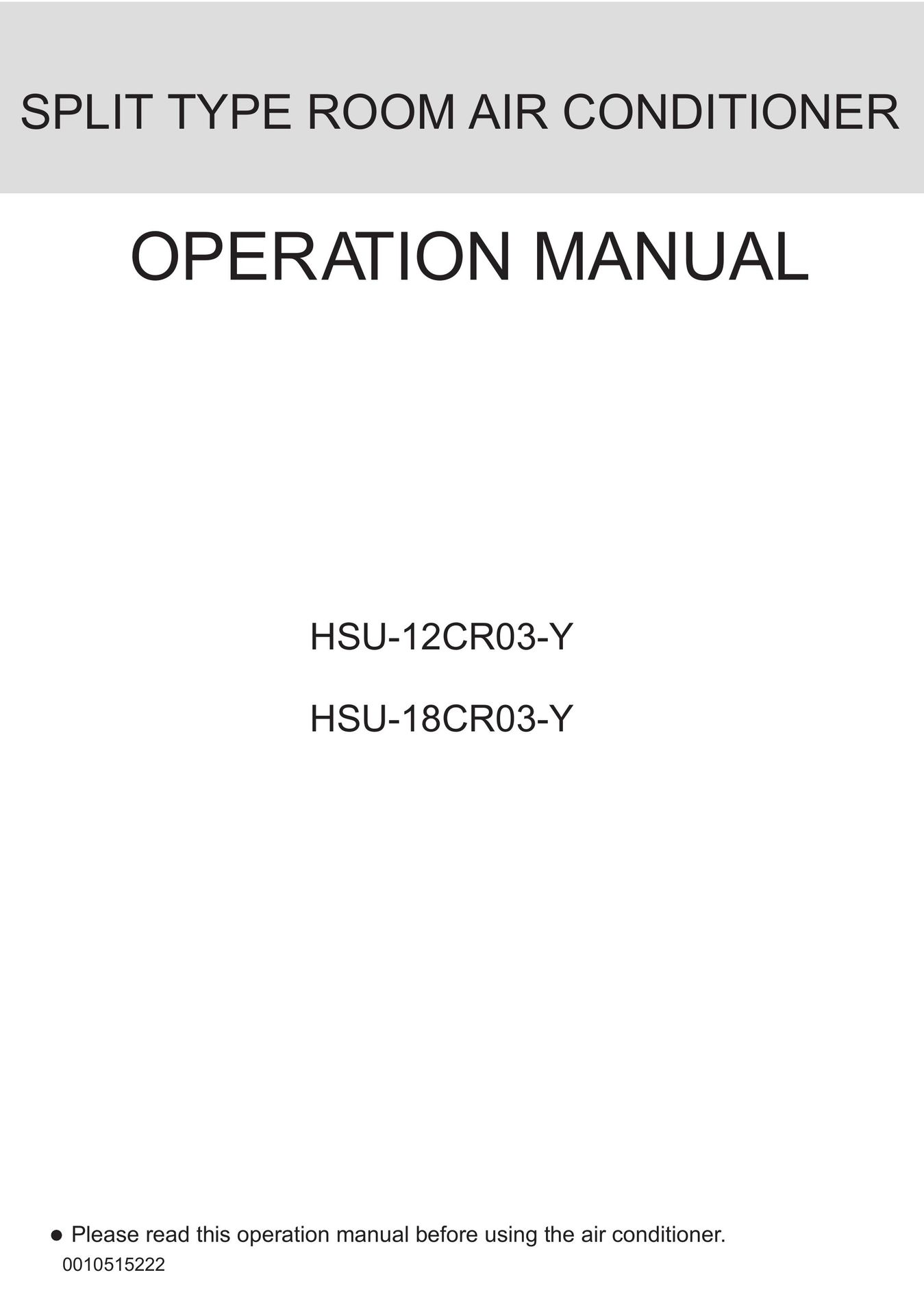 Haier 0010515222 Air Conditioner User Manual