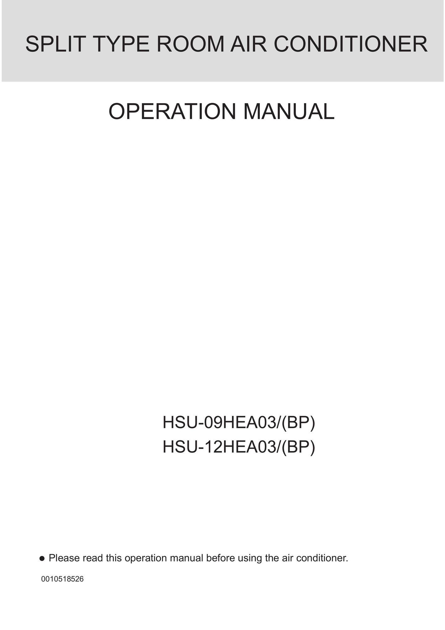 Haier 0010518526 Air Conditioner User Manual