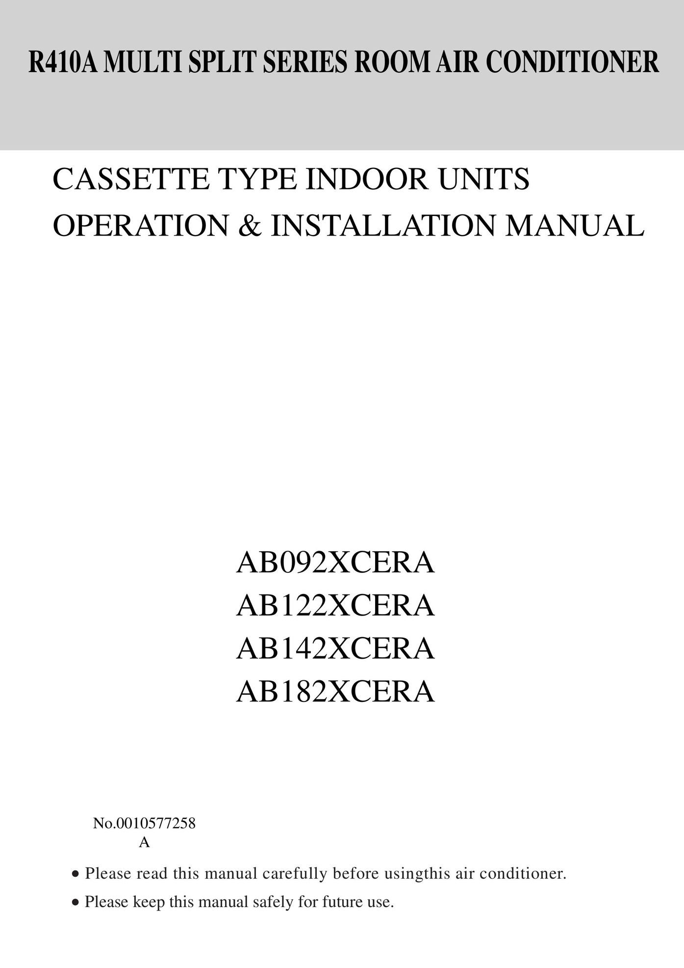 Haier AB122XCERA Air Conditioner User Manual