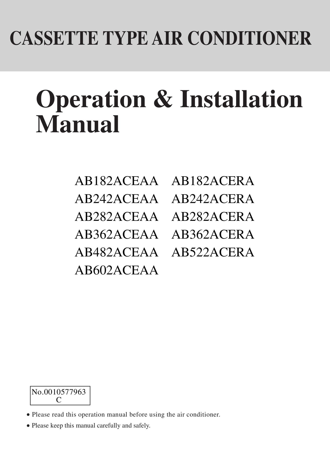 Haier AB182ACERA Air Conditioner User Manual
