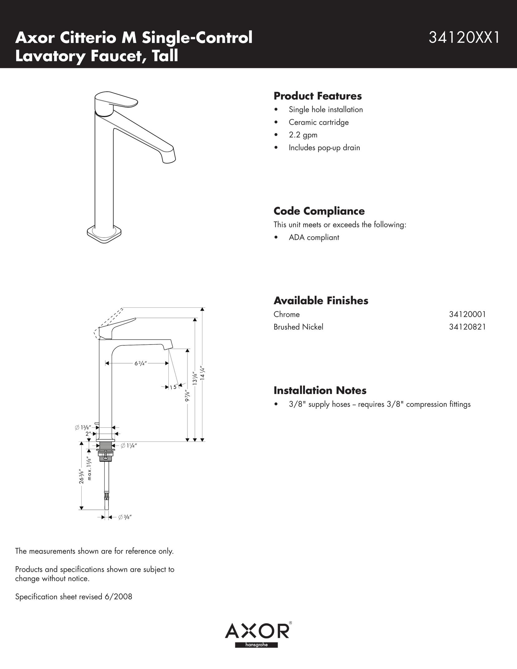 Hans Grohe Axor Air Conditioner User Manual