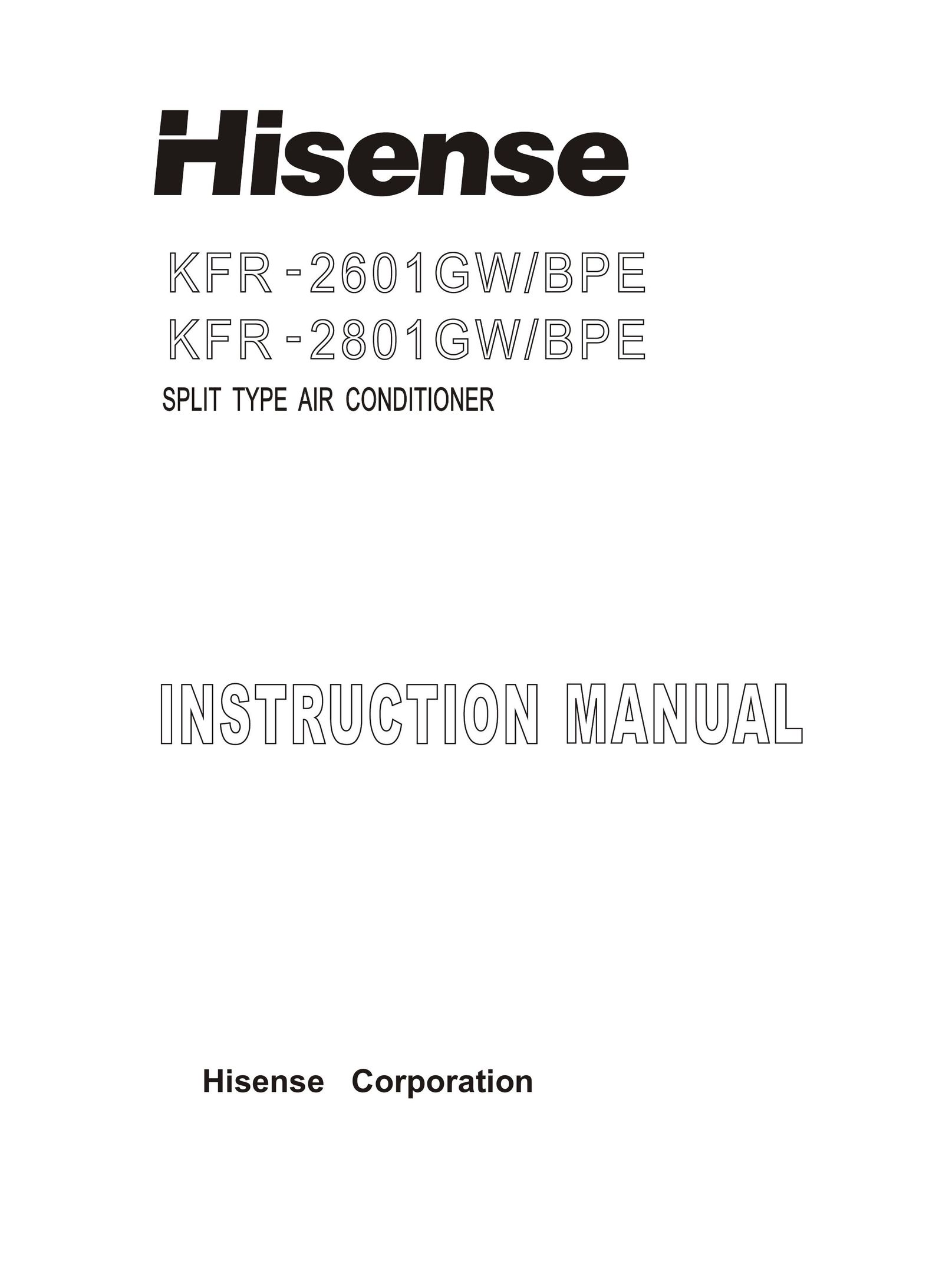Hisense Group KFR 2801GW/BPE Air Conditioner User Manual