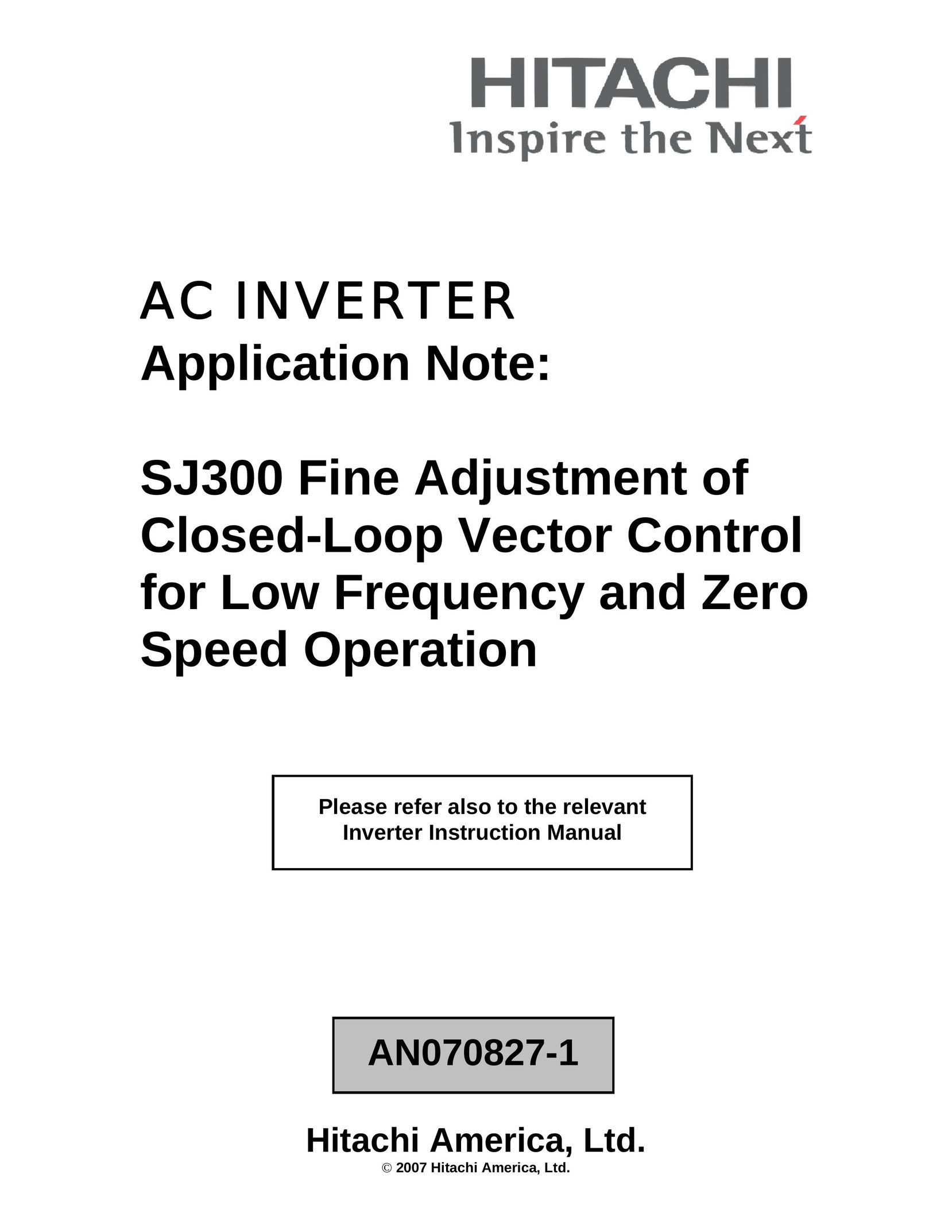 Hitachi AN070827-1 Air Conditioner User Manual