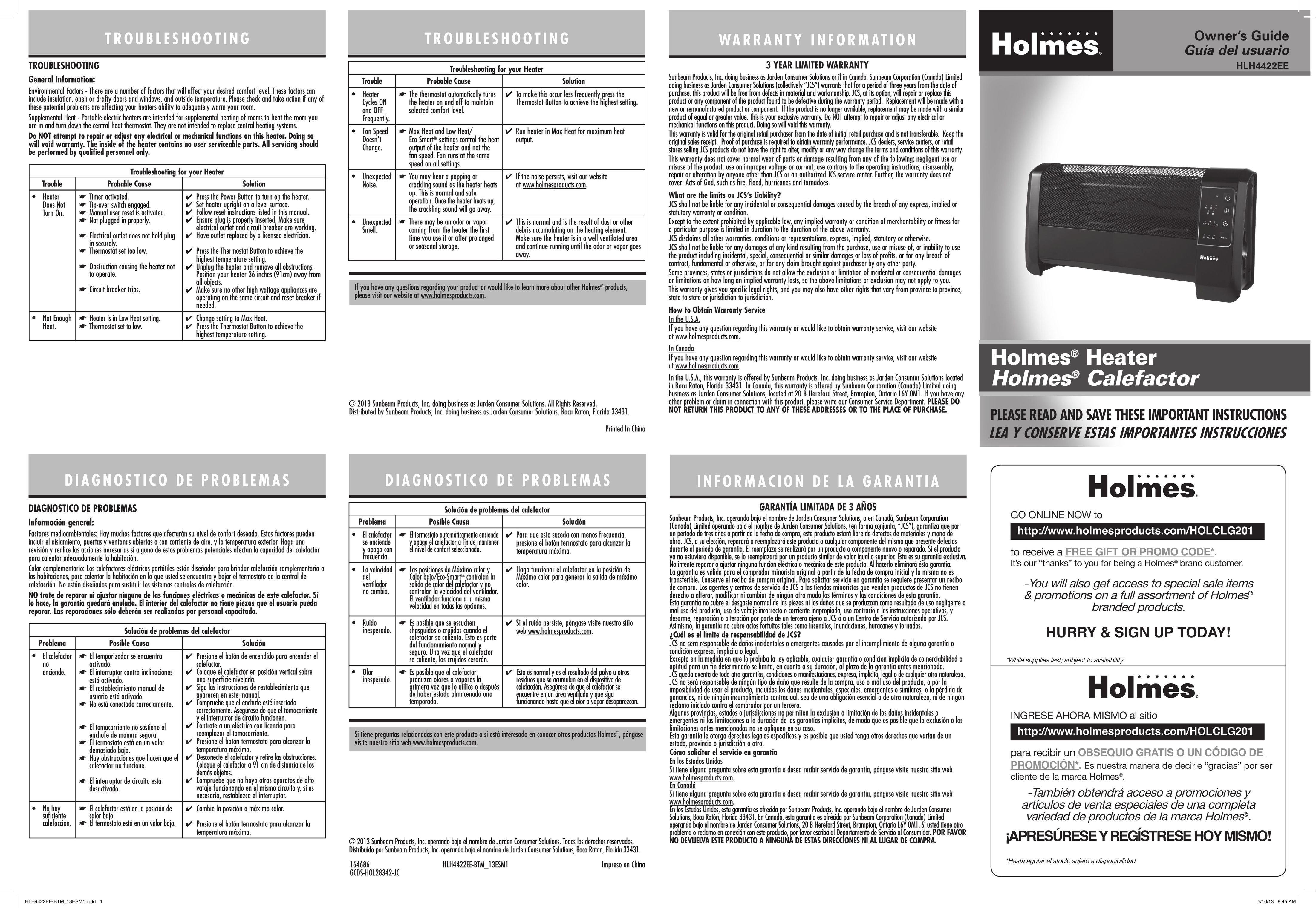 Holmes HLH4422EE Air Conditioner User Manual
