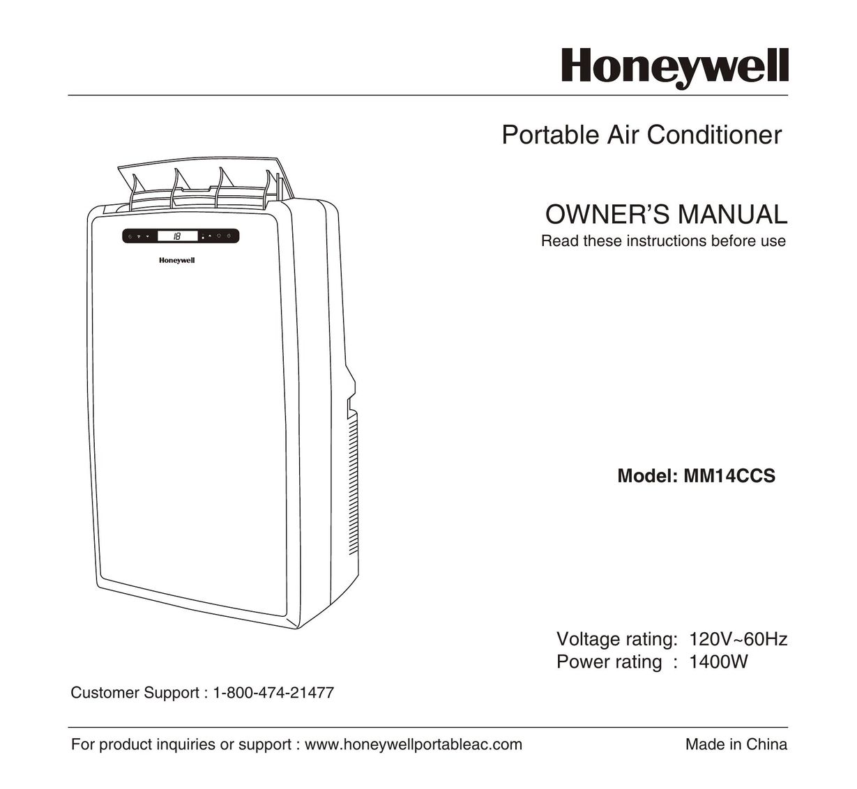 Honeywell MM14CCS Air Conditioner User Manual