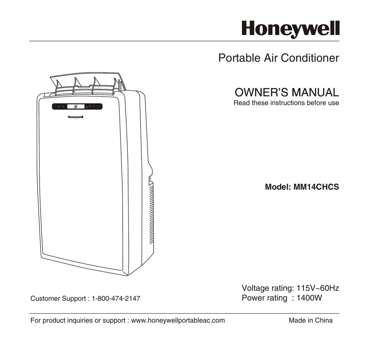 Honeywell MM14CHCS Air Conditioner User Manual