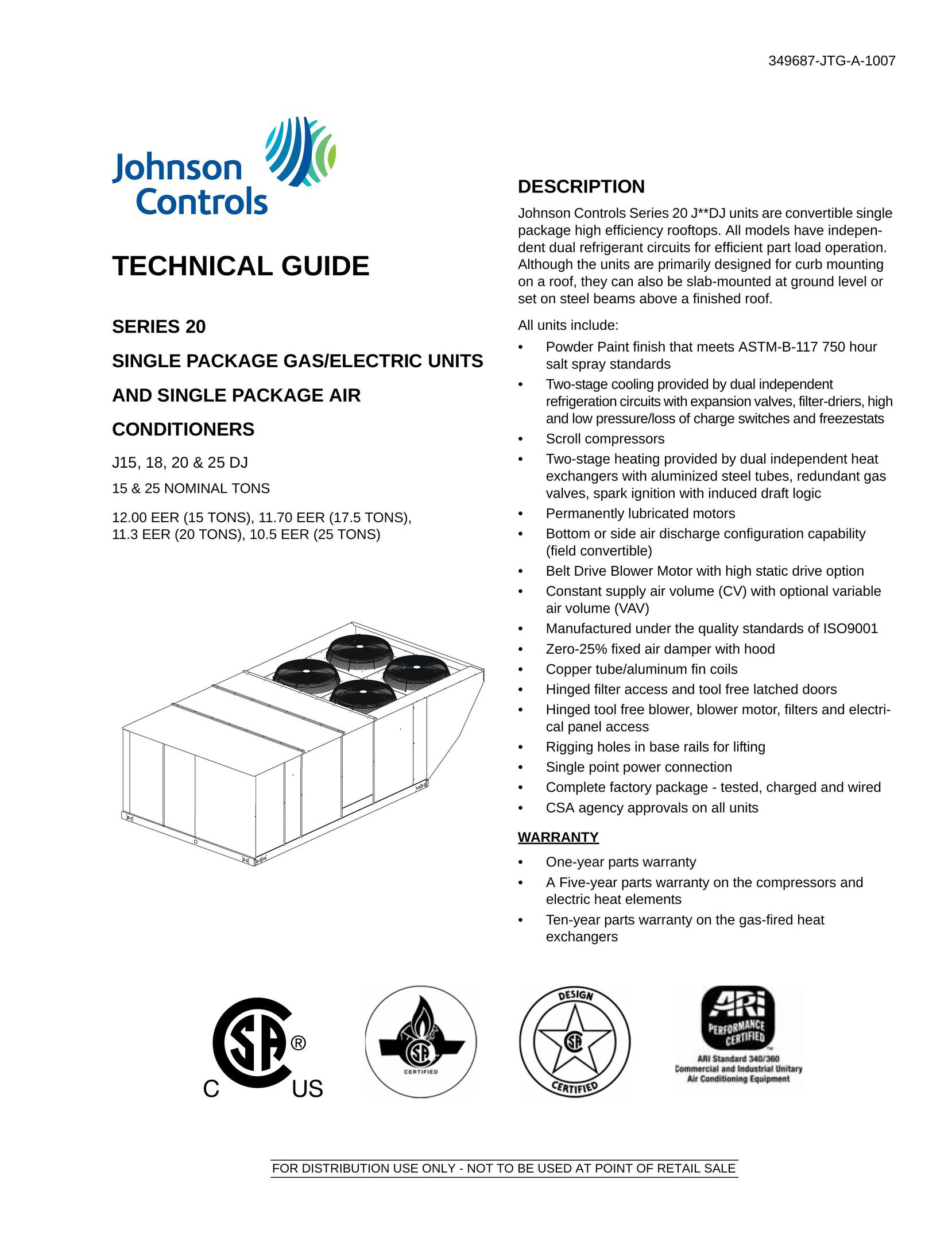 Johnson Controls J15 Air Conditioner User Manual