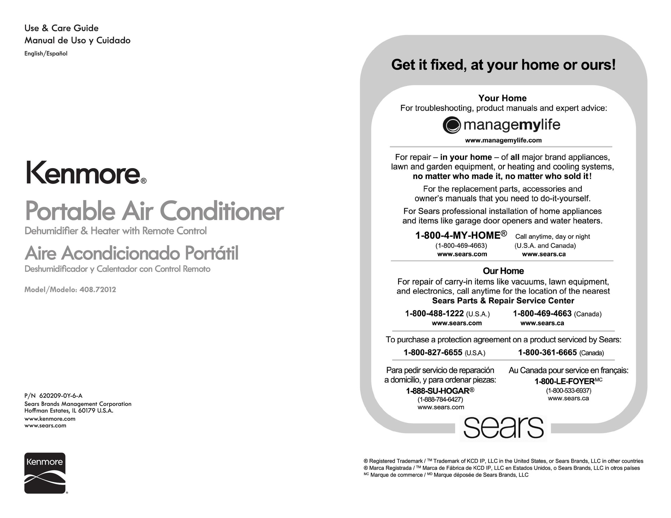 Kenmore 408.72012 Air Conditioner User Manual