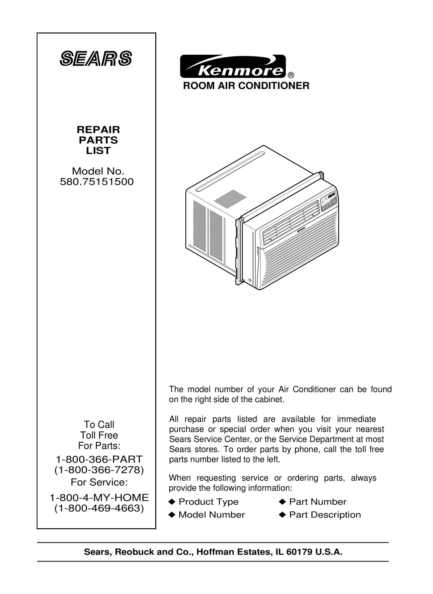 Kenmore 580.751515 Air Conditioner User Manual