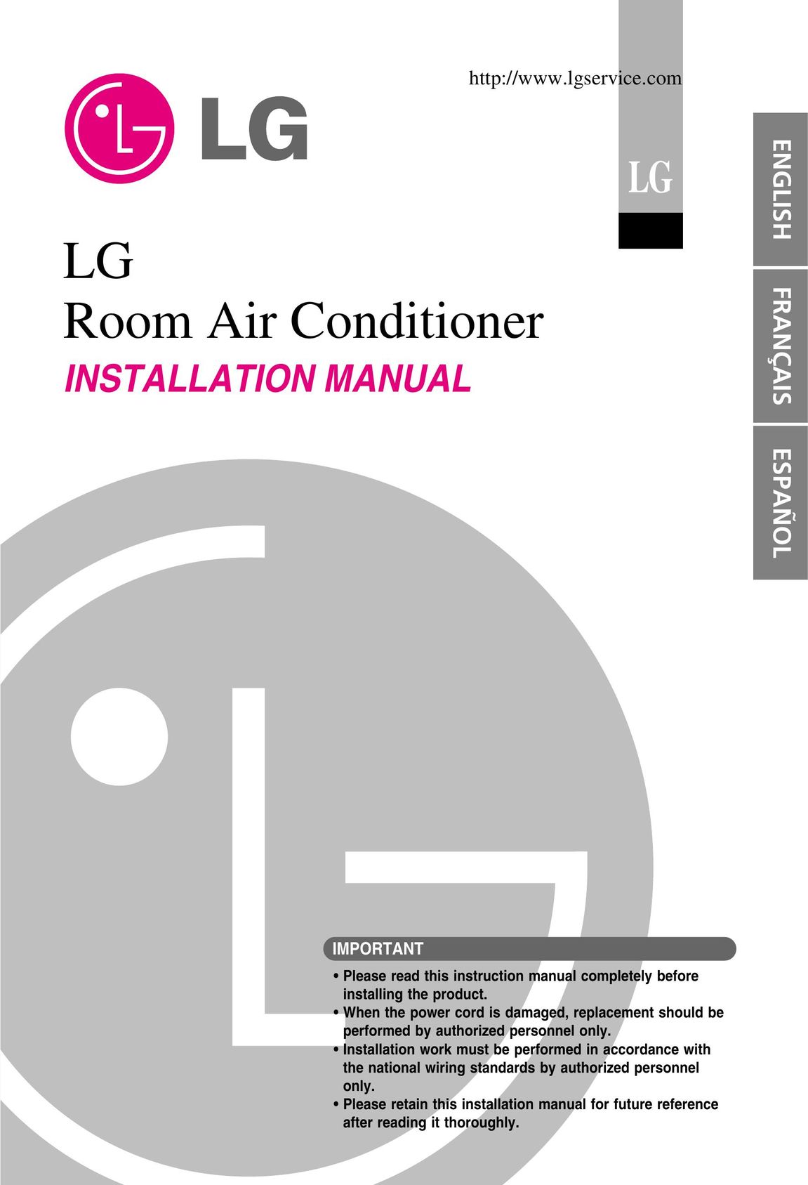 LG Electronics 3828A30087S Air Conditioner User Manual