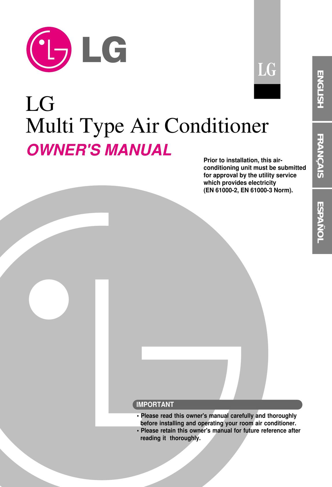 LG Electronics EN 61000-3 Air Conditioner User Manual