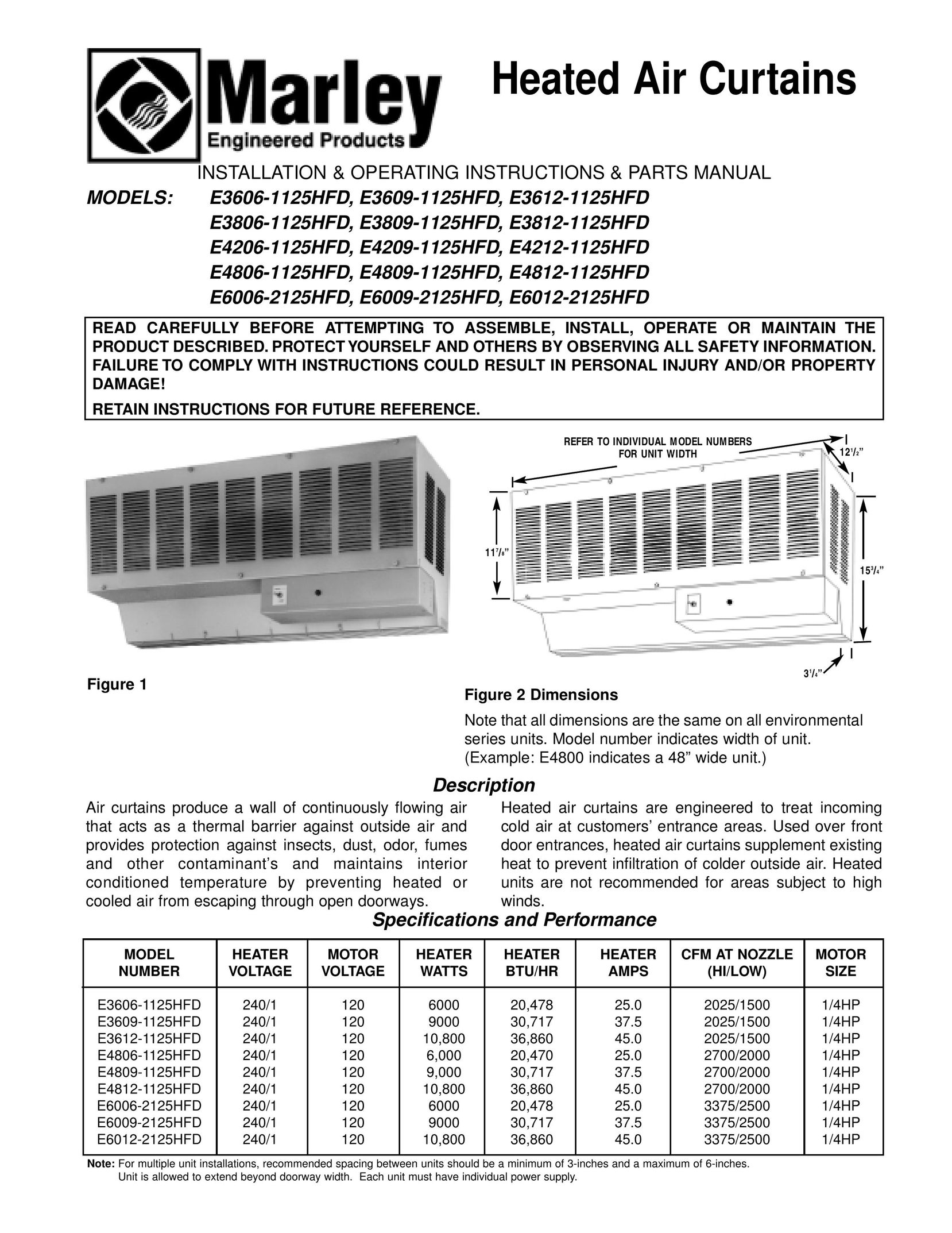 Marley Engineered Products E3606-1125HFD Air Conditioner User Manual
