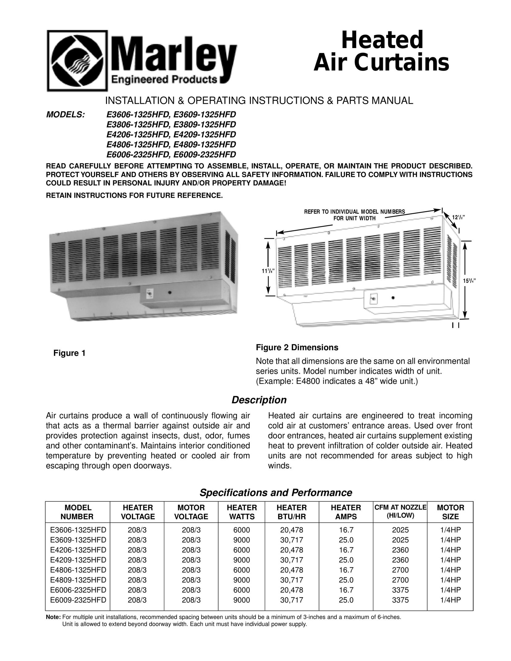 Marley Engineered Products E3806-1325HFD Air Conditioner User Manual
