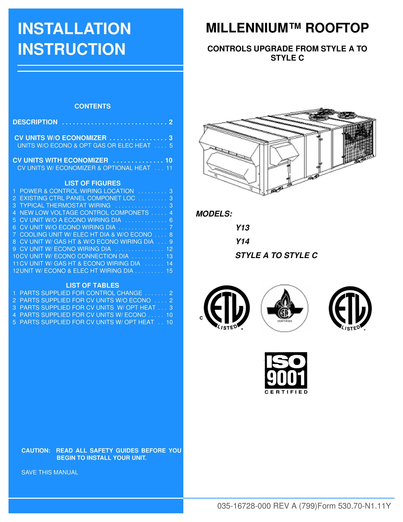 Millennium Enterprises STYLE A Air Conditioner User Manual