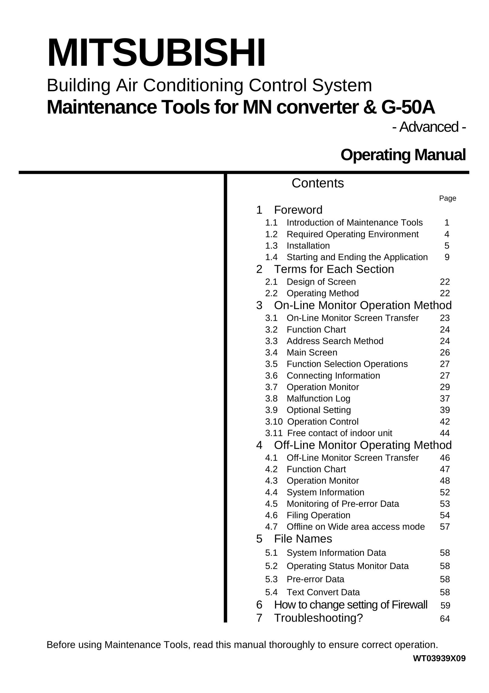 Mitsubishi MN Converter Air Conditioner User Manual