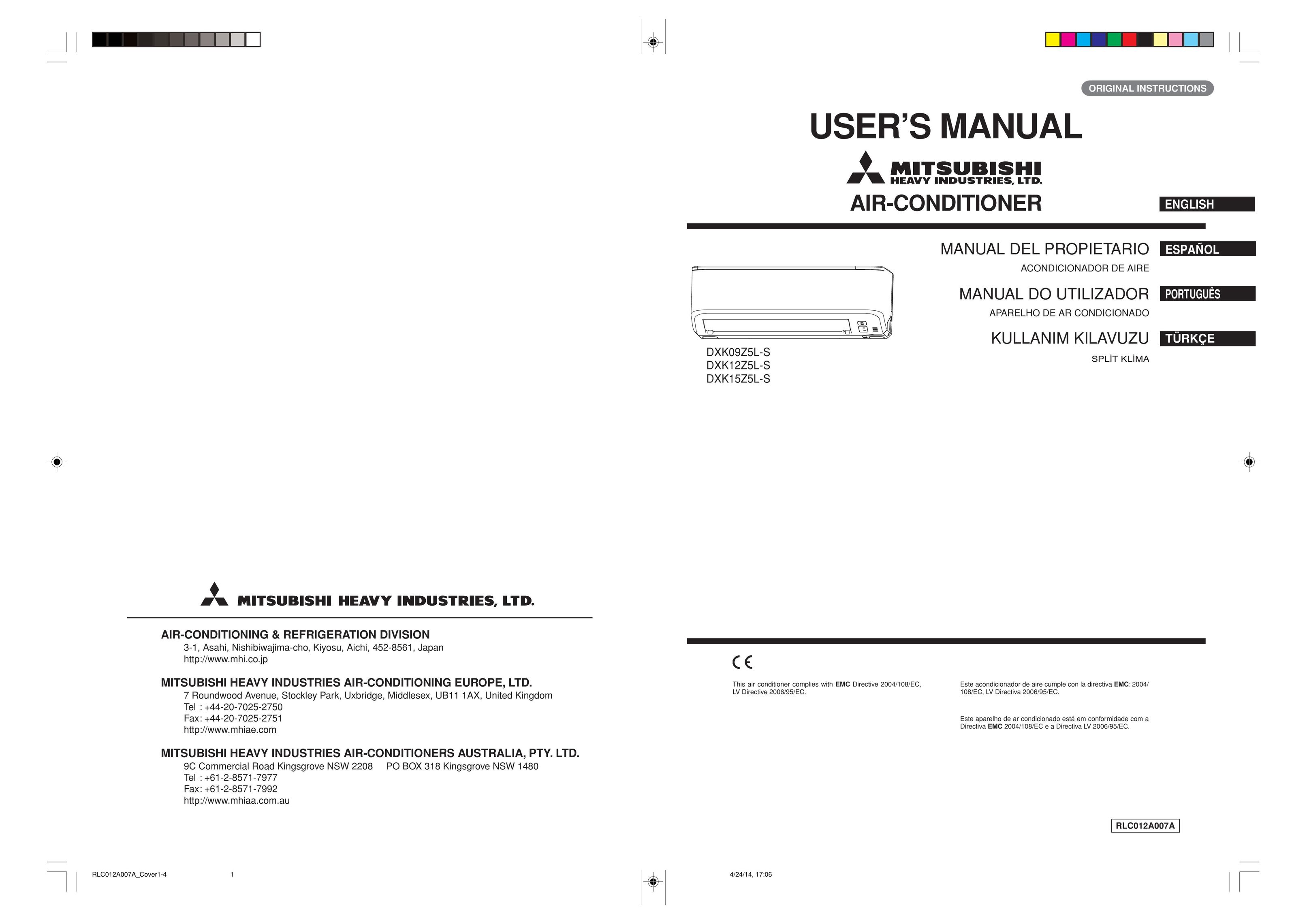 Mitsubishi Electronics DXK15Z5L-S Air Conditioner User Manual