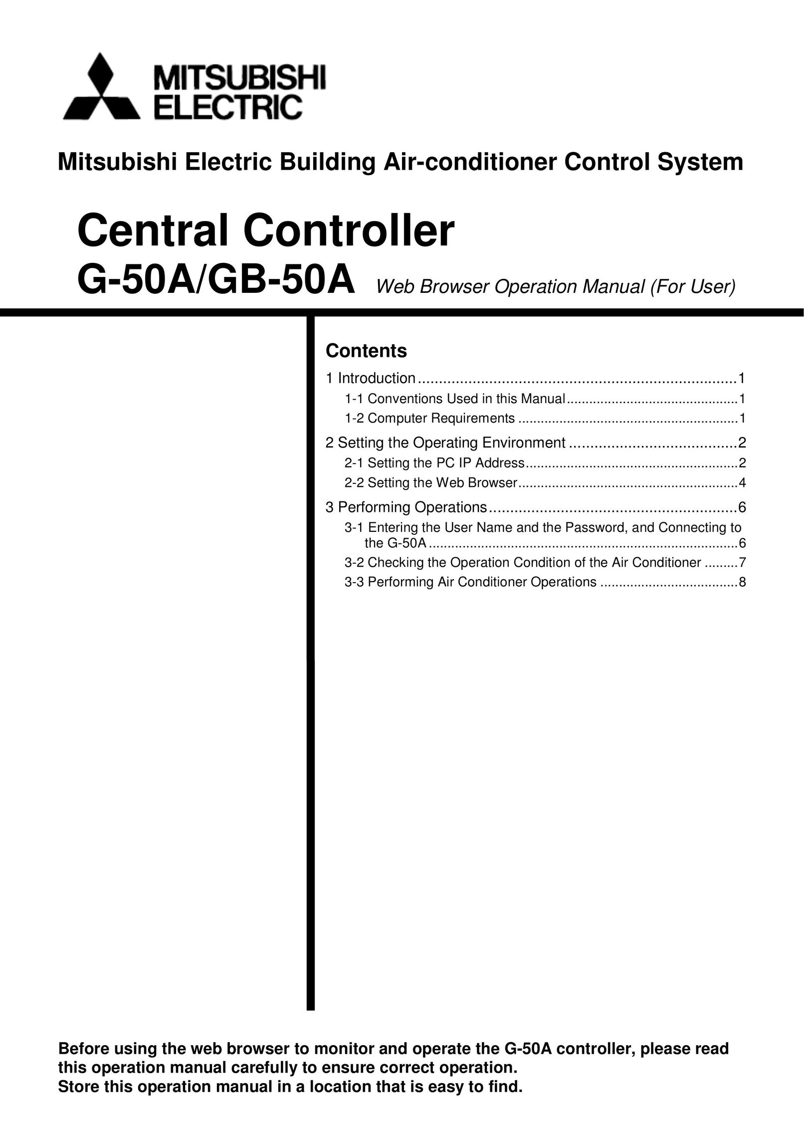 Mitsubishi Electronics G-50A/GB-50A Air Conditioner User Manual