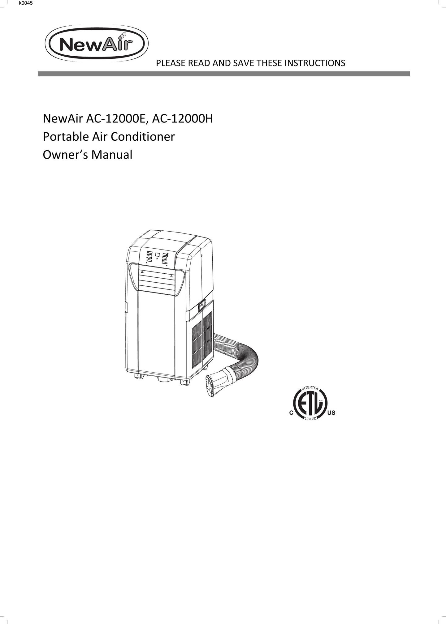 NewAir AC12000E Air Conditioner User Manual