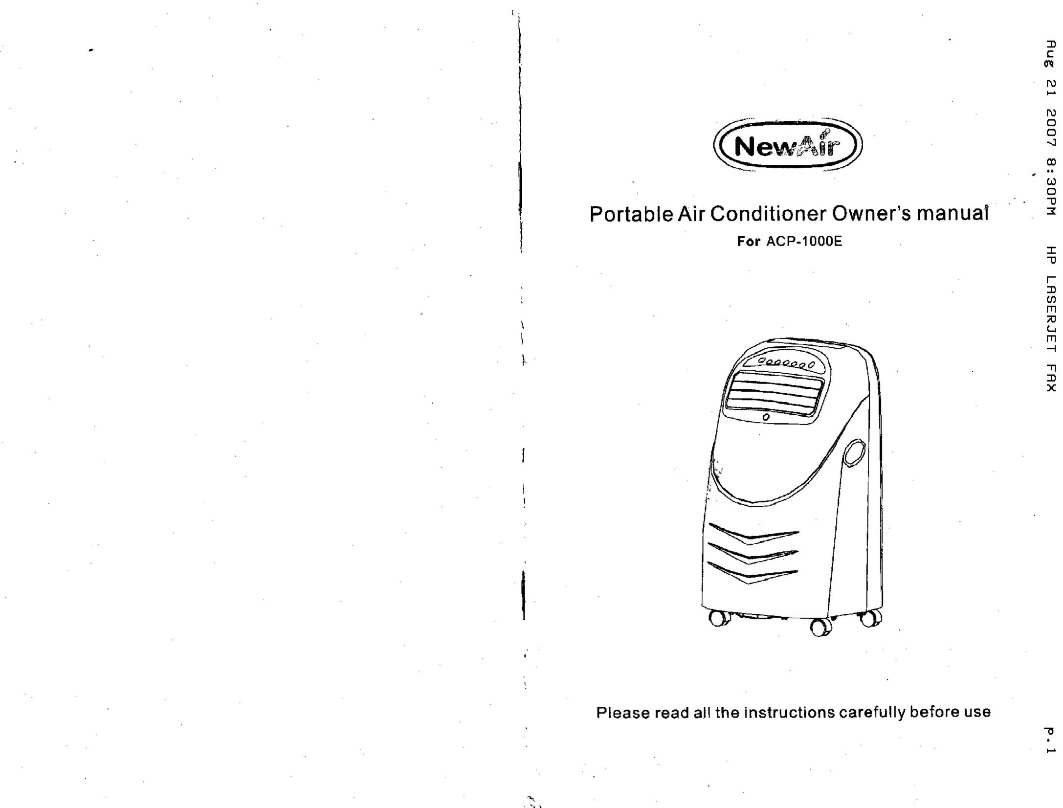 NewAir ACP-1000E Air Conditioner User Manual