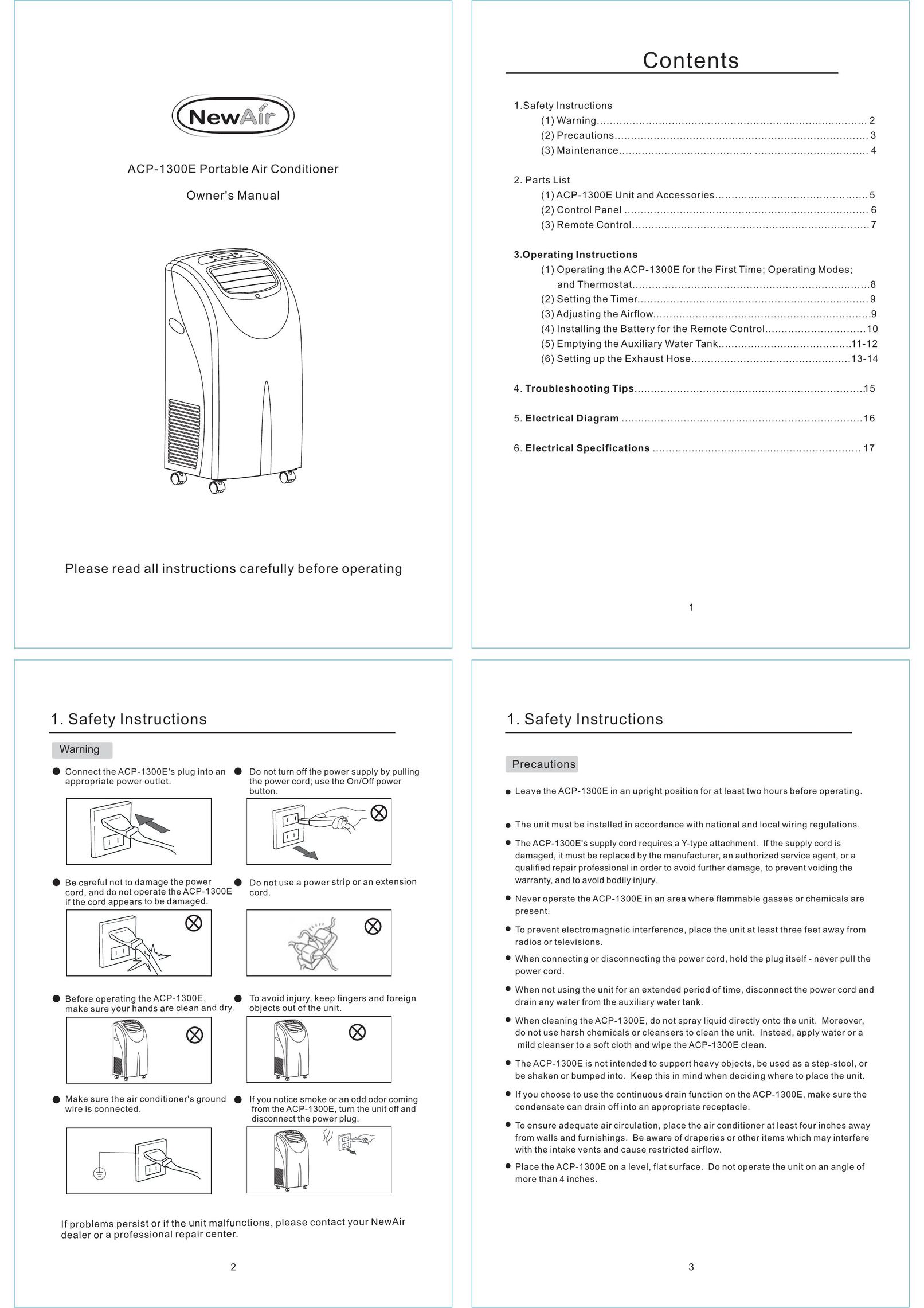 NewAir ACP-1300E Air Conditioner User Manual