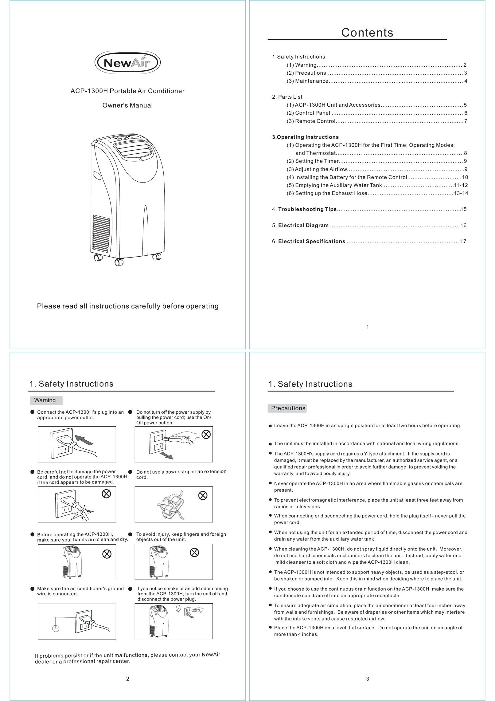 NewAir ACP-1300H Air Conditioner User Manual