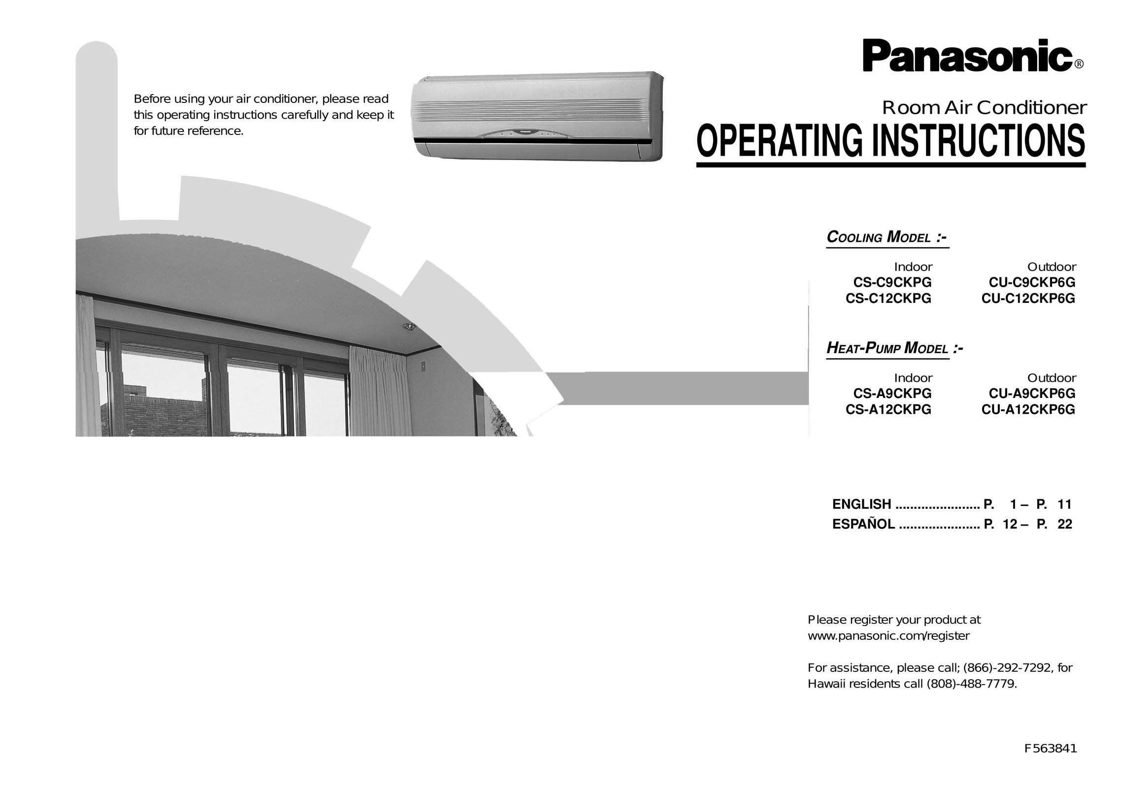 Panasonic CS-A9CKPG Air Conditioner User Manual