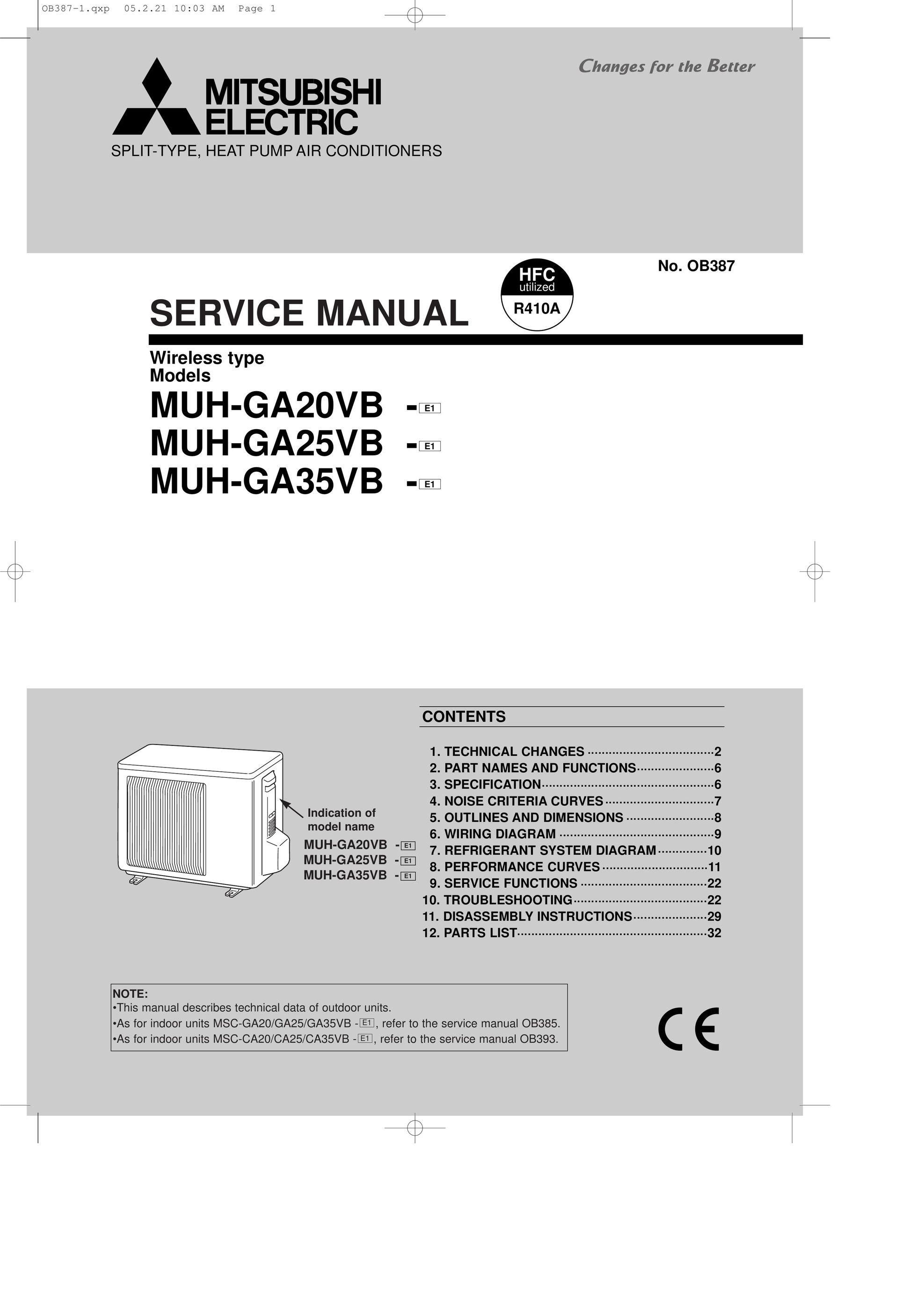 Pioneer MUH-GA25VB Air Conditioner User Manual