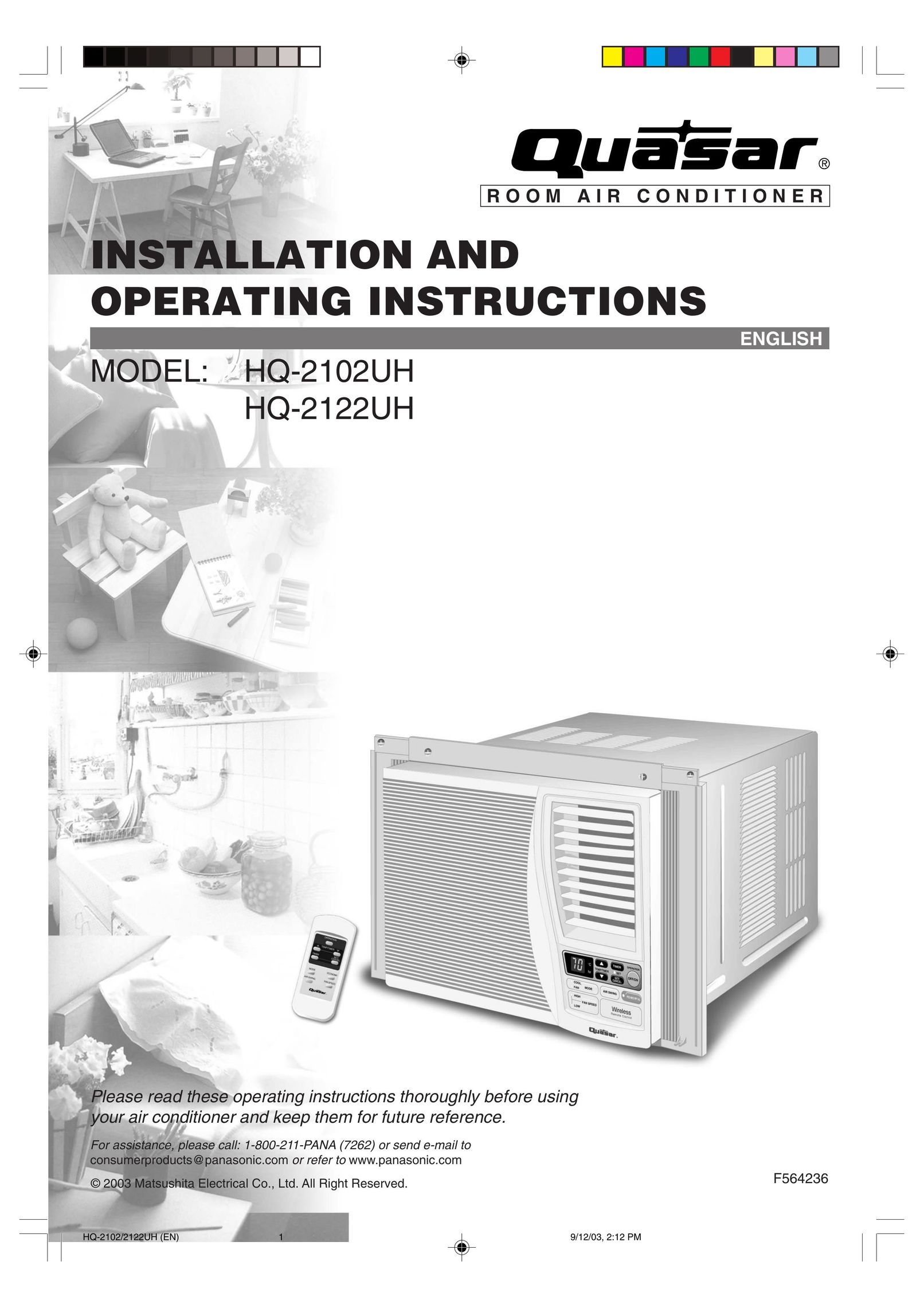 Quasar HQ-2102UH Air Conditioner User Manual