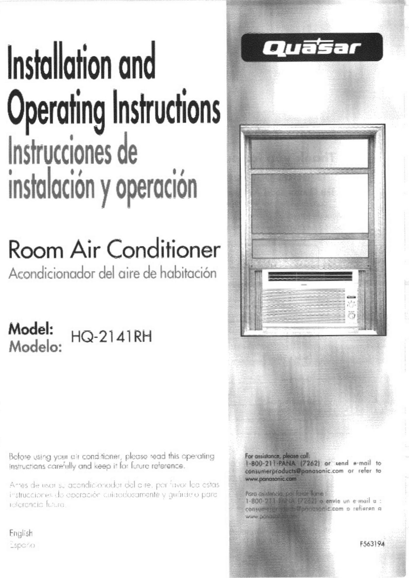 Quasar HQ-2131RH Air Conditioner User Manual