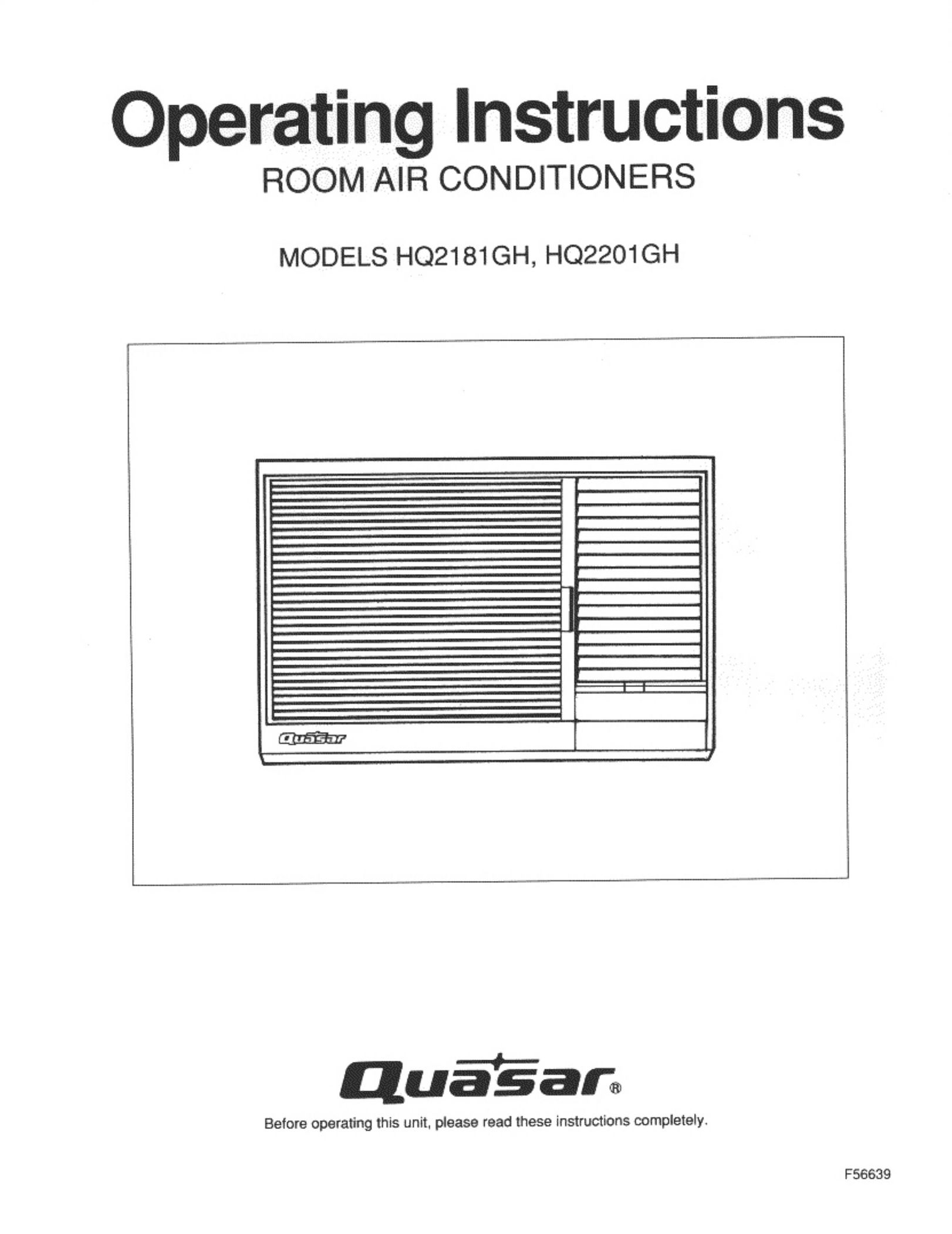 Quasar HQ2181GH Air Conditioner User Manual