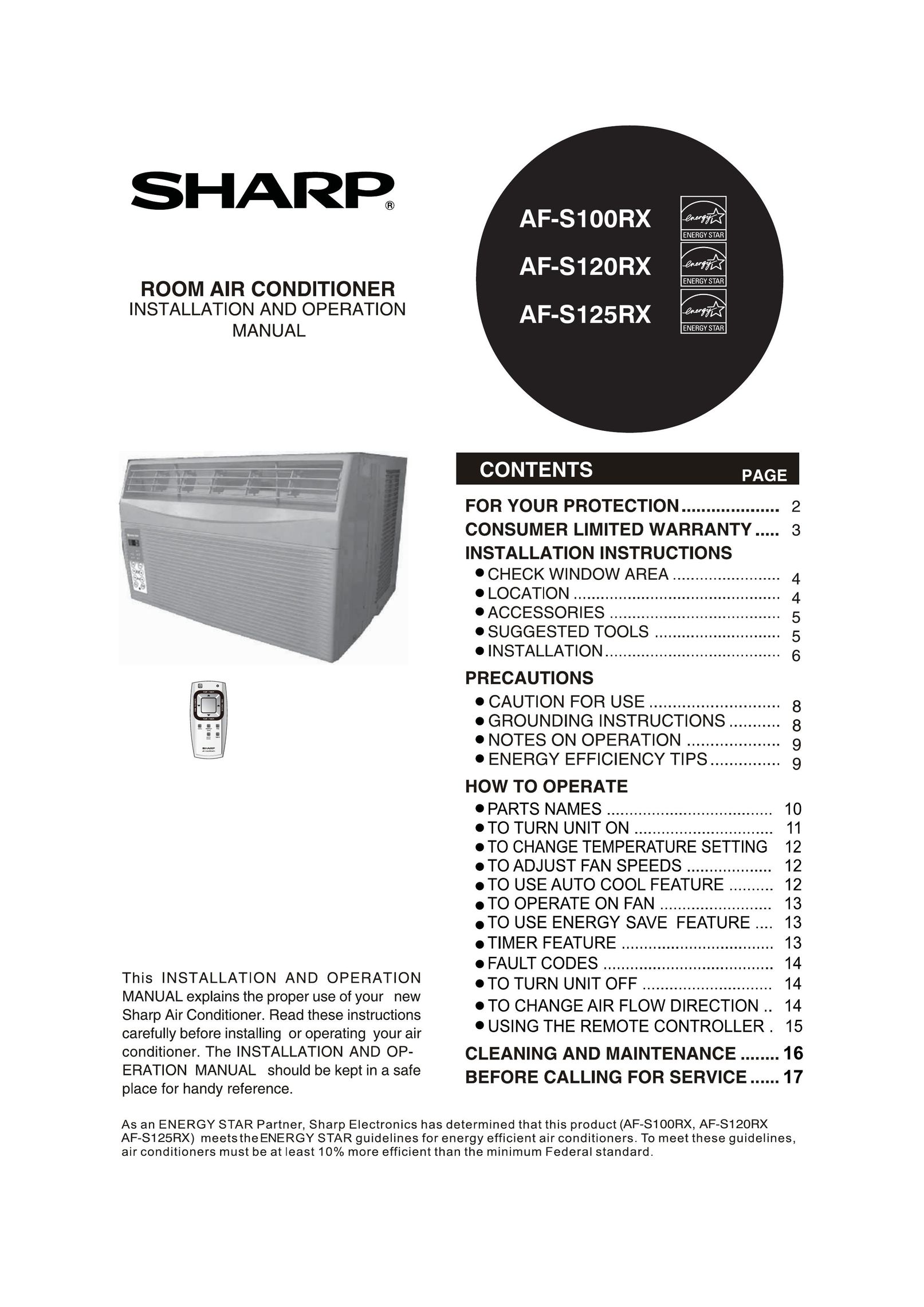 Sharp 2020215A0343 Air Conditioner User Manual