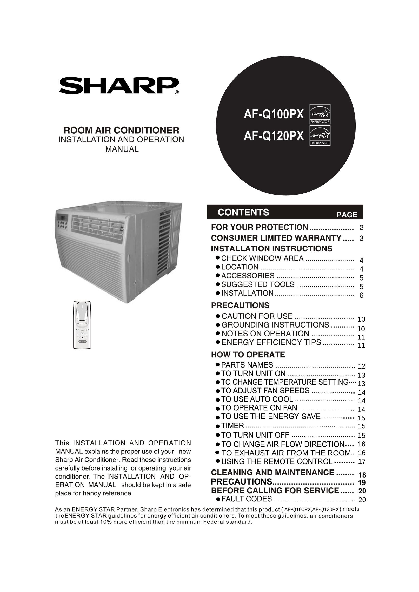 Sharp AF-Q100PX Air Conditioner User Manual